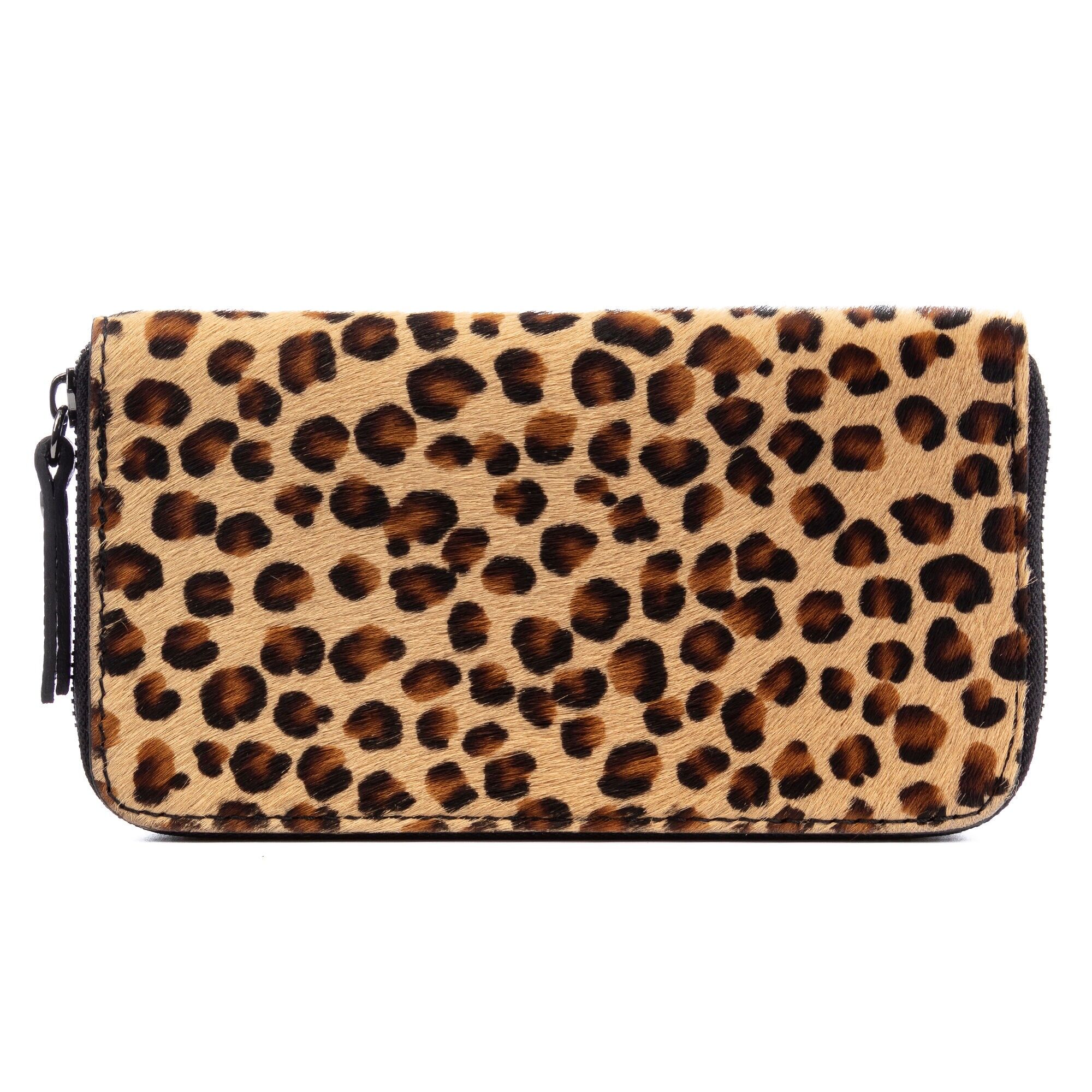 Stella Damenbrieftasche. Echtes Leoparden-Pferdefell pq. Farbe: Leopard