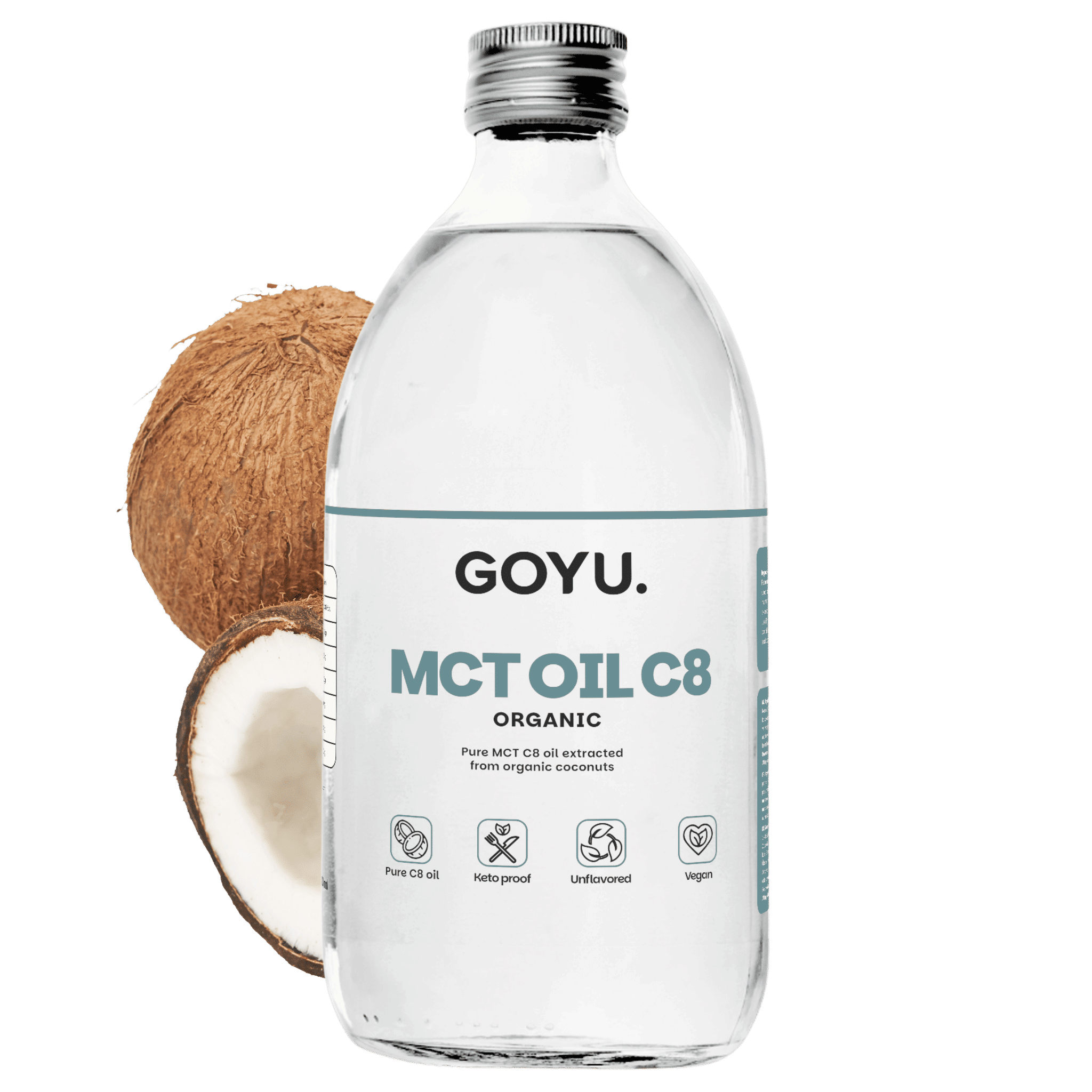 GOYU MCT C8 Organic Oil - Palm Oil Free – Keto – Coconut Oil – Bulletproof - 41-day supply