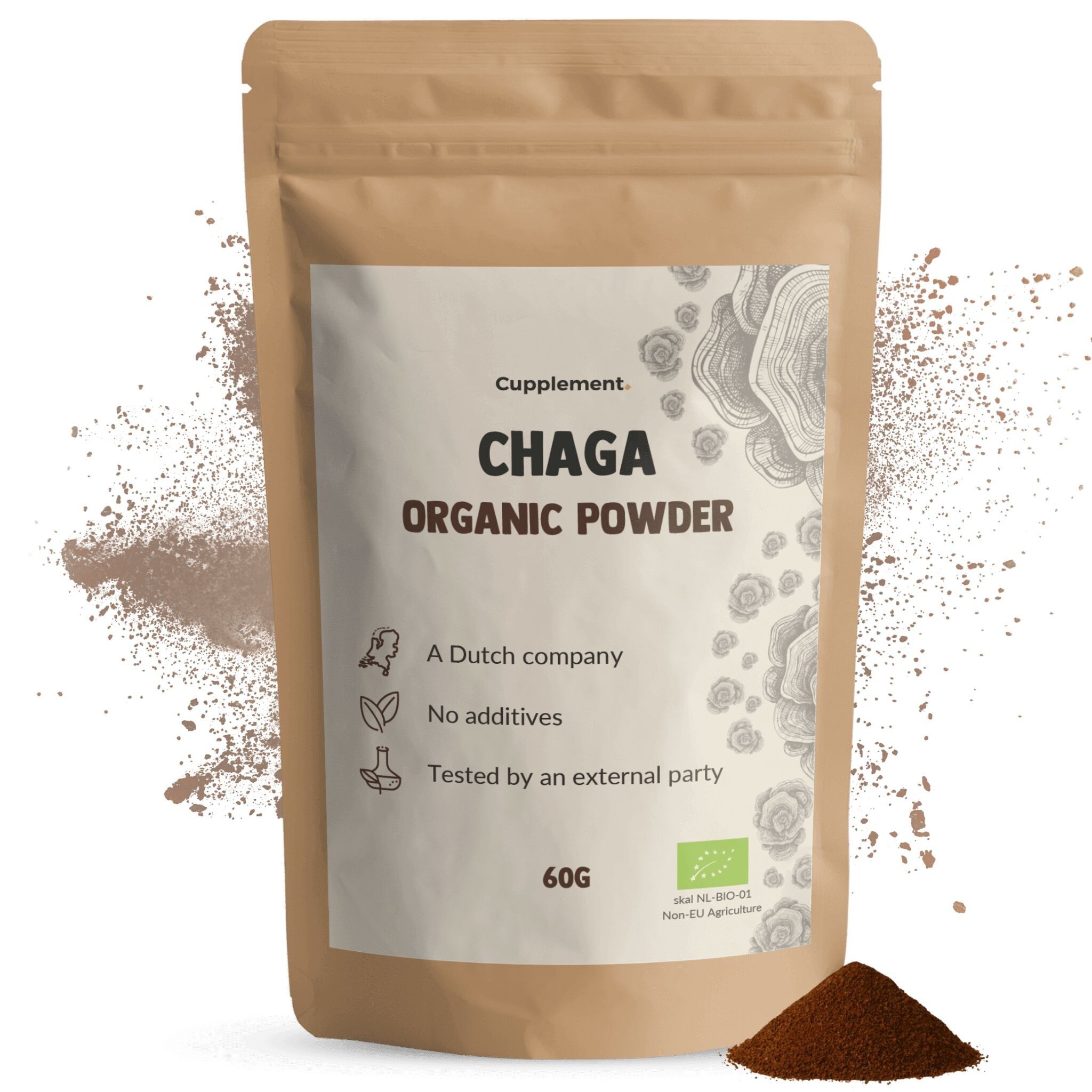 Poudre de chaga bio Cupplement - Champignon - Système immunitaire