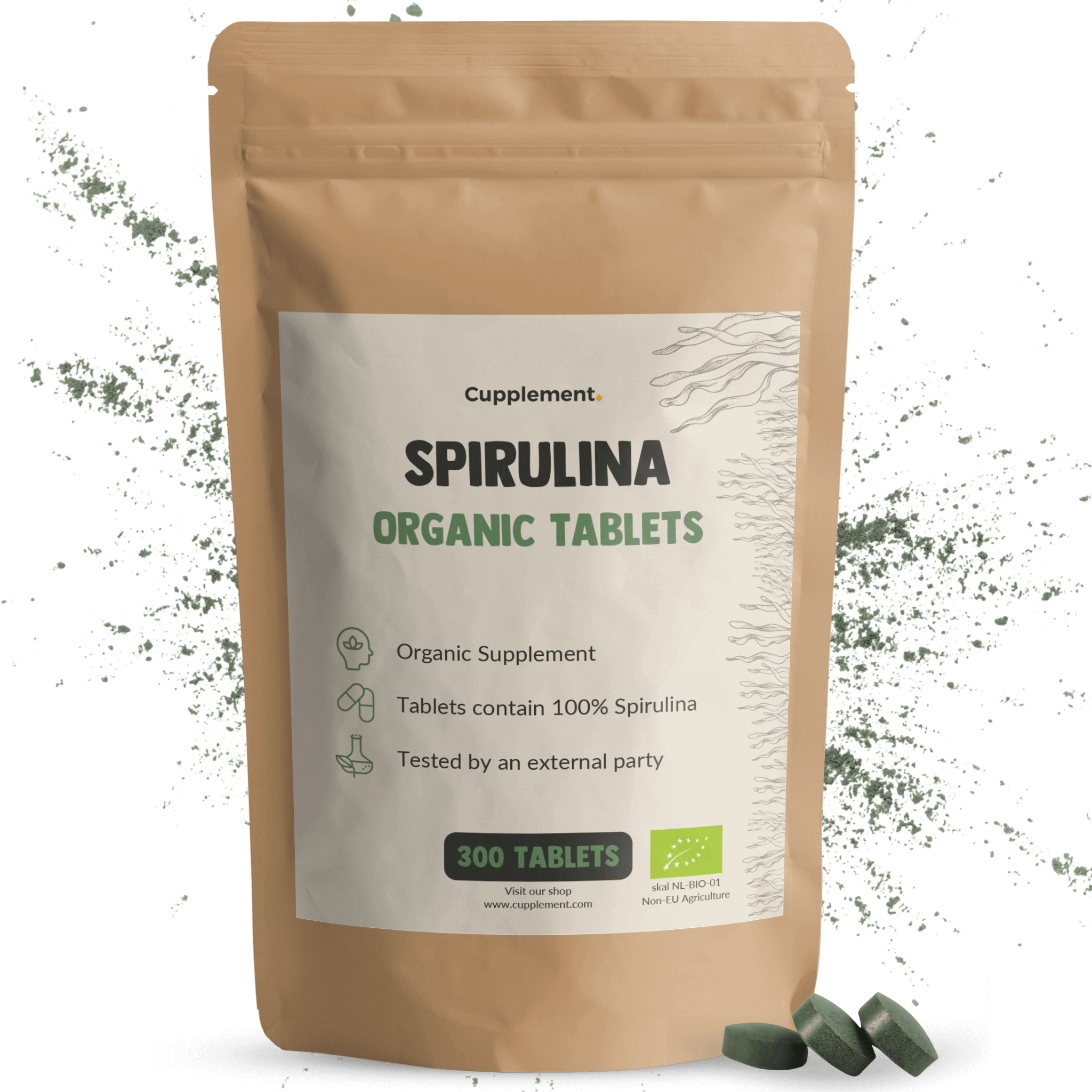 GOYU Spirulina 500 mg Organic - Algae - Energy - No Chlorella hawaii hawaii - 75 days supply per sachet