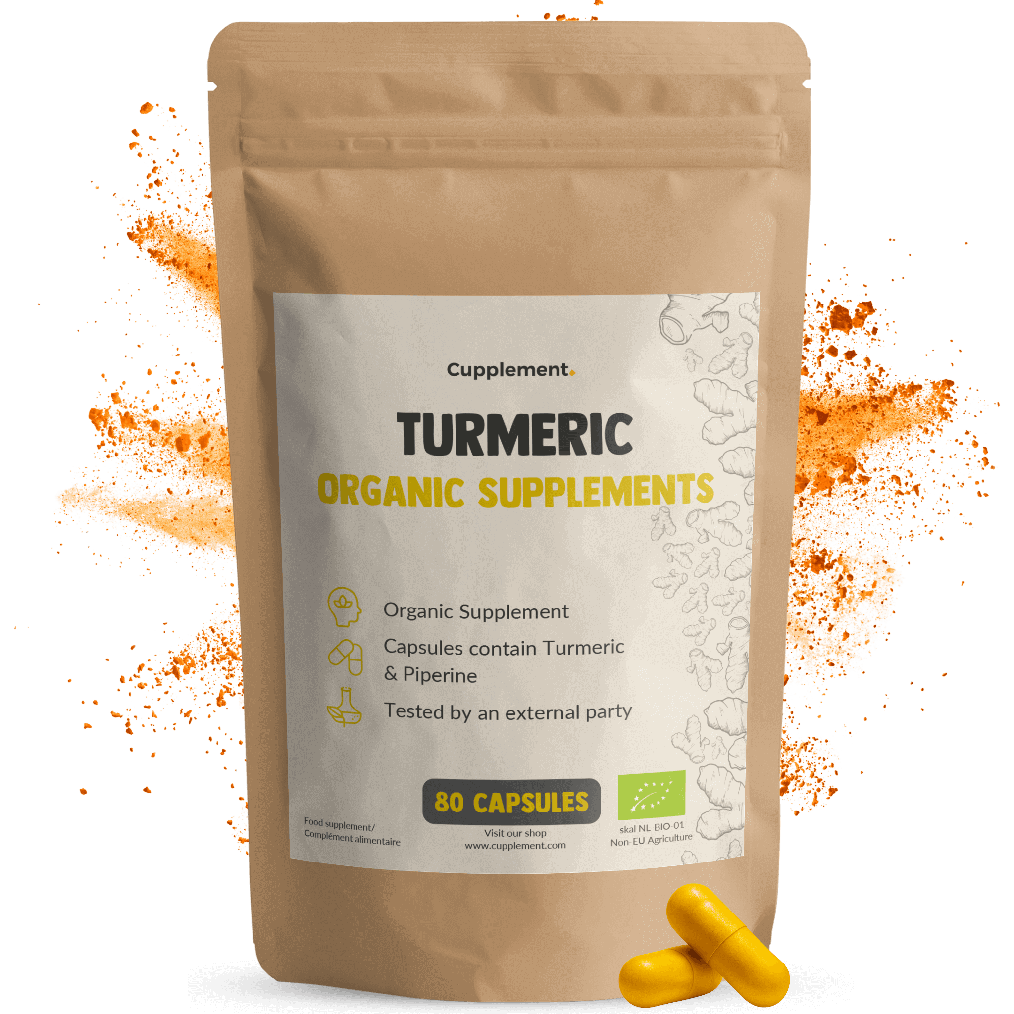 GOYU Turmeric 600 mg Organic - With Black Pepper – Immunity - Turmeric - Curcuma - 40-day supply per sachet