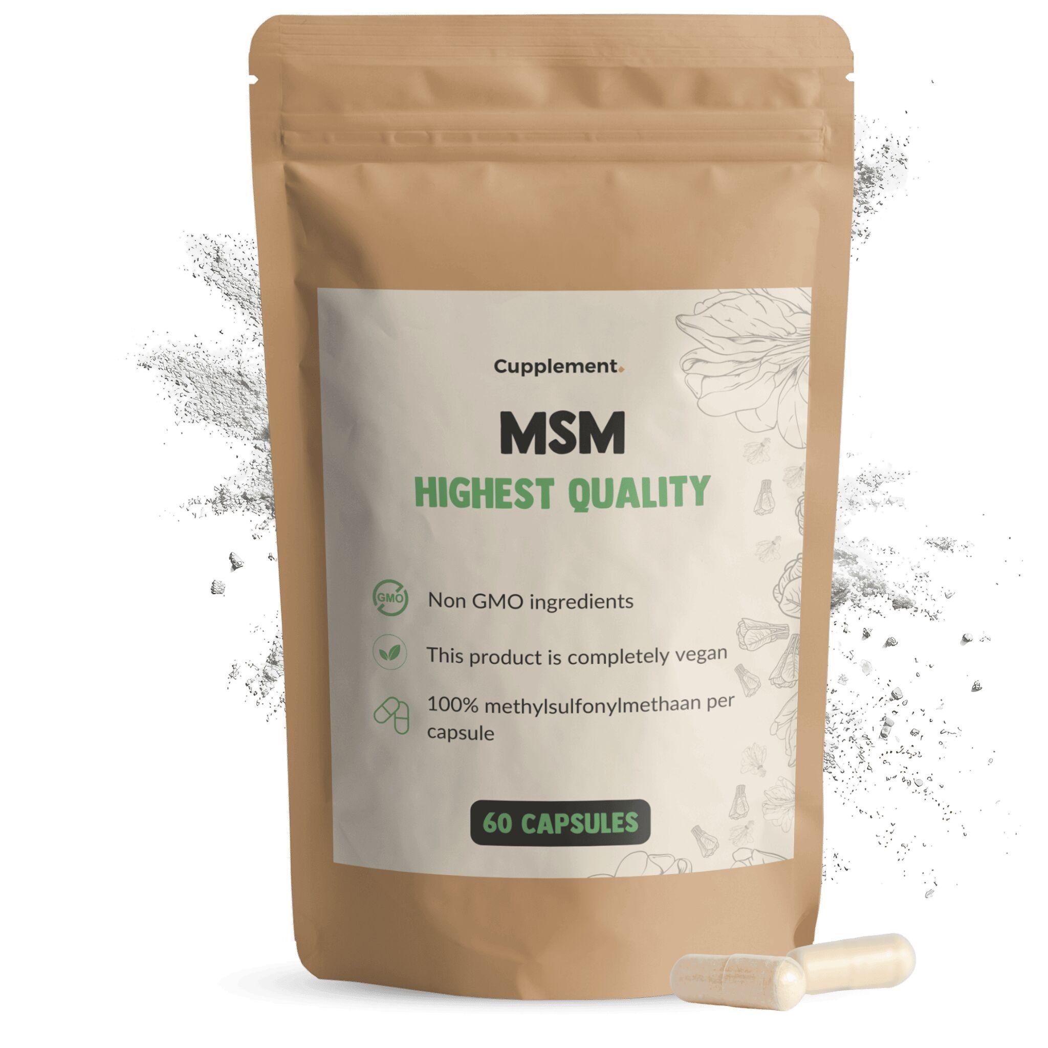 Complemento MSM 500 mg - Piel y cabello - Suministro para 60 días por bolsa