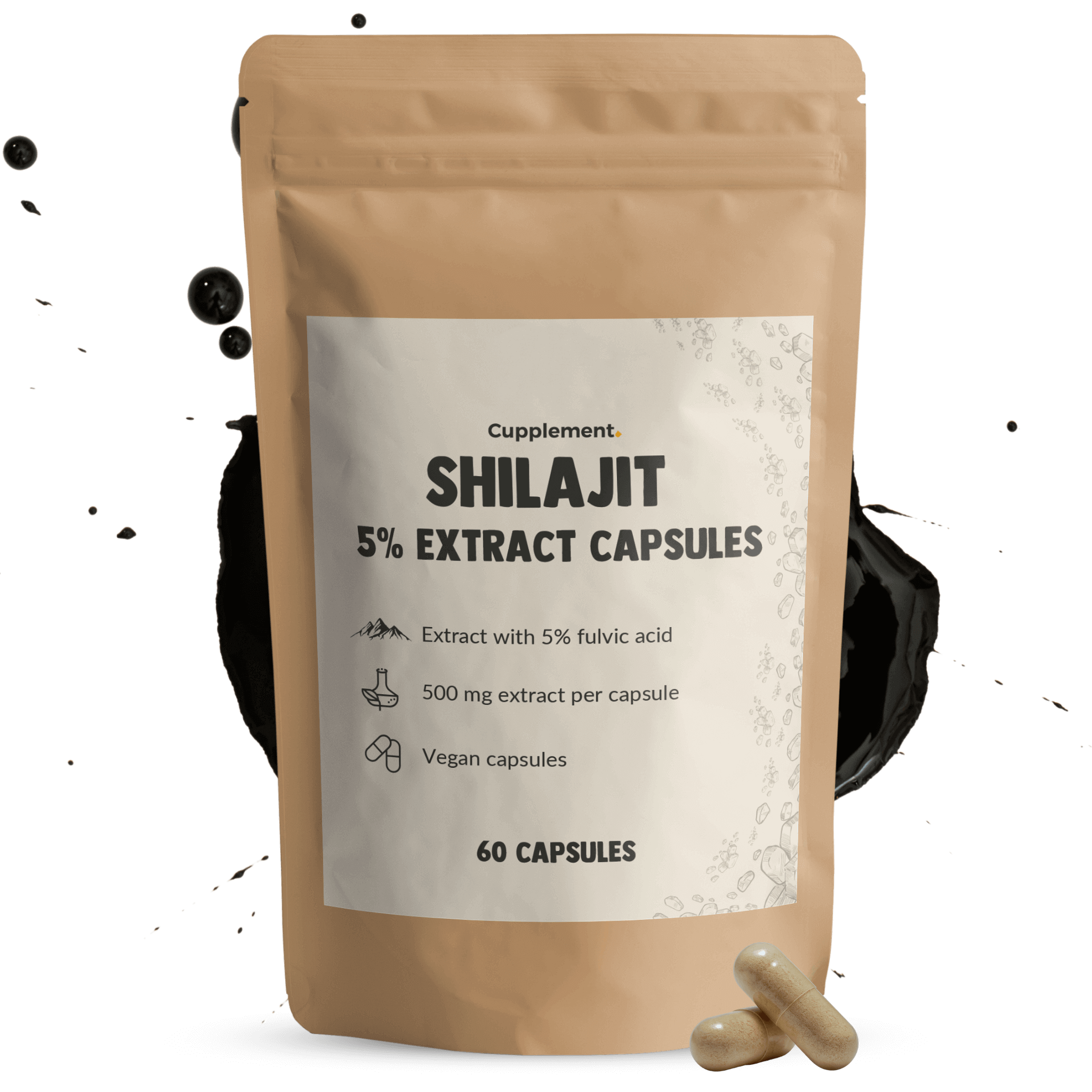GOYU Shilajit Extract (5% Fulfine Acid) 500 mg - Himalayan Mumijo – Energy - 30-day supply per sachet