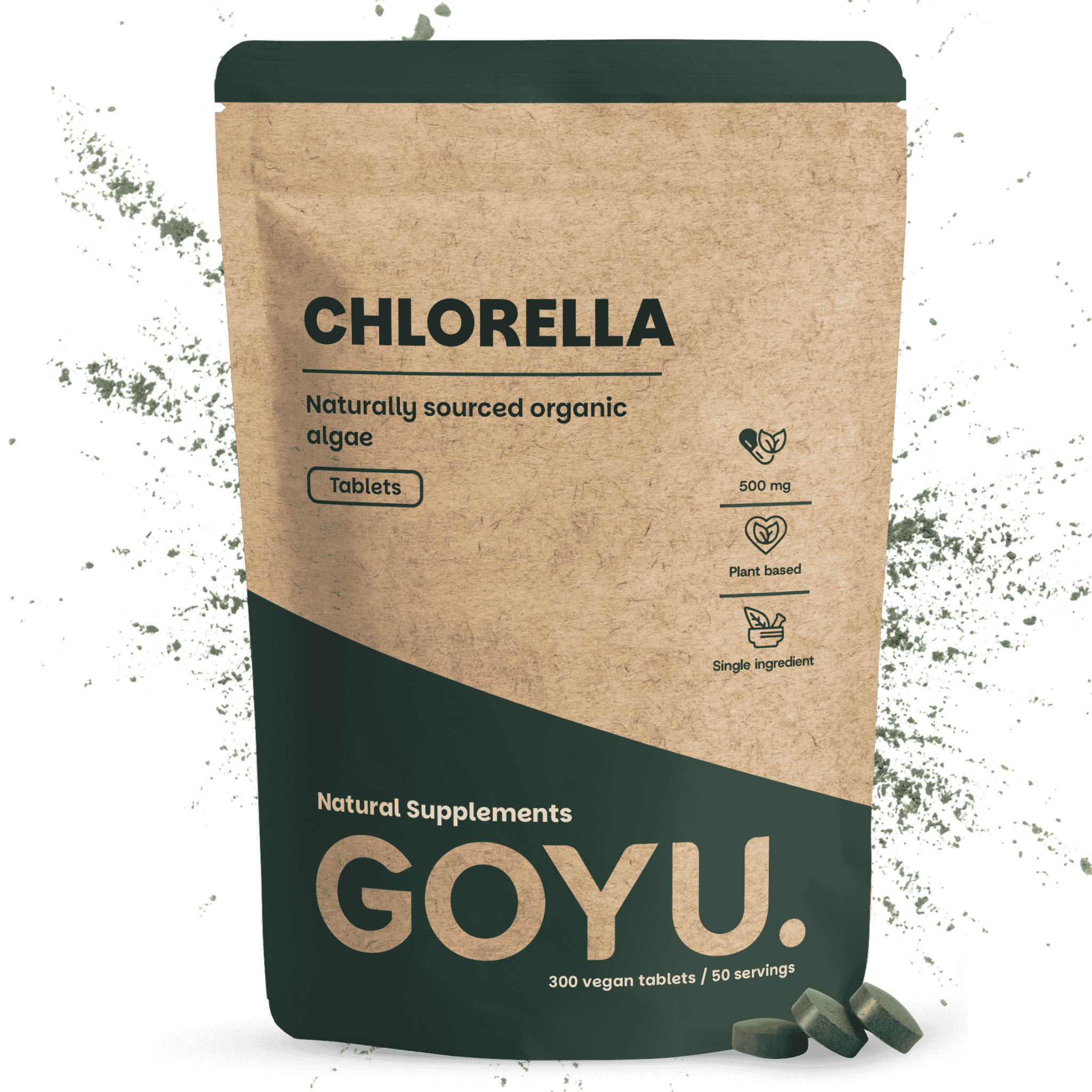 GOYU Chlorella 500 mg Organic - Algae - Detox - Spirulina - 75 days per sachet