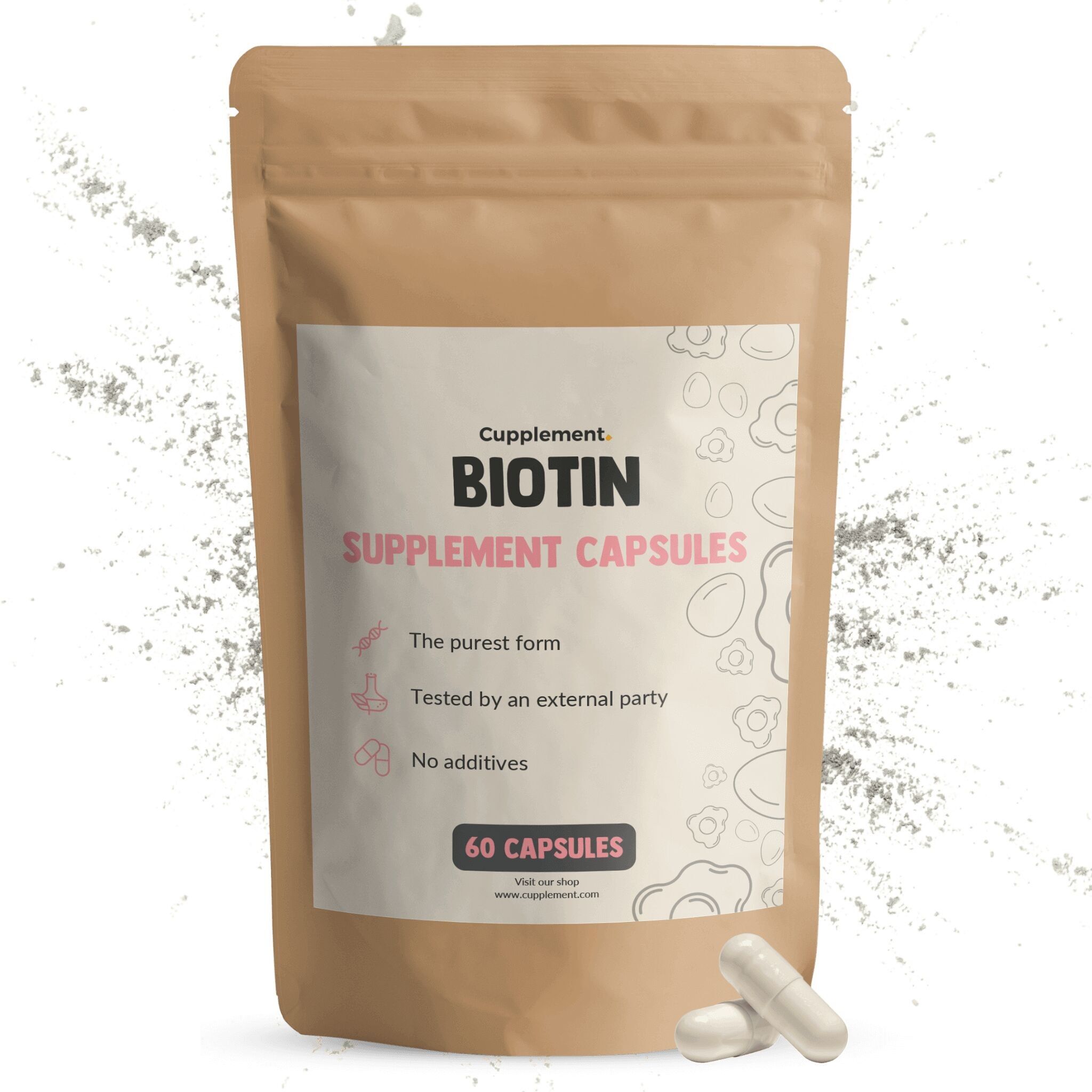 Complemento Biotina (Vitamina B8) 10.000 mcg - Crecimiento del cabello, piel y uñas - Caballo - Suministro para 60 días por bolsa