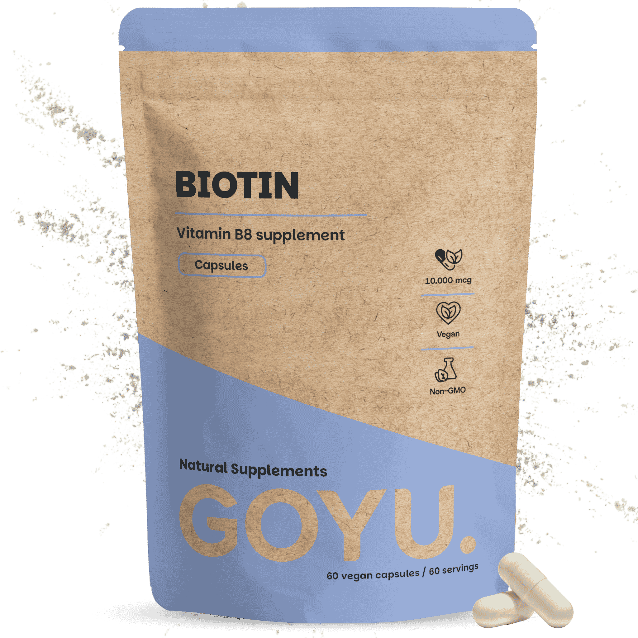 GOYU Biotin (Vitamin B8) 10.000 mcg - Hair Growth, Skin & Nails - Horse - 60 days supply per bag
