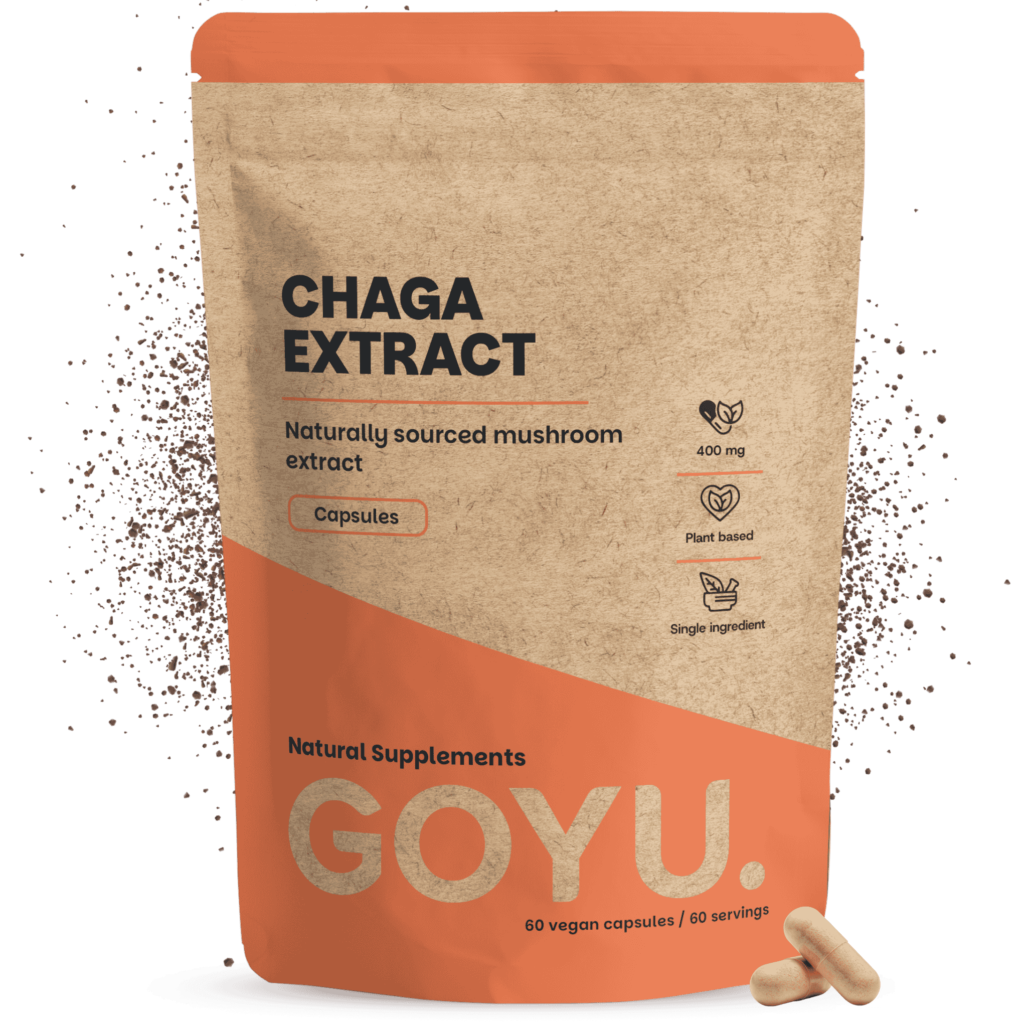 GOYU Chaga Extract 400mg - Mushroom – Immune System - 60-day supply per sachet