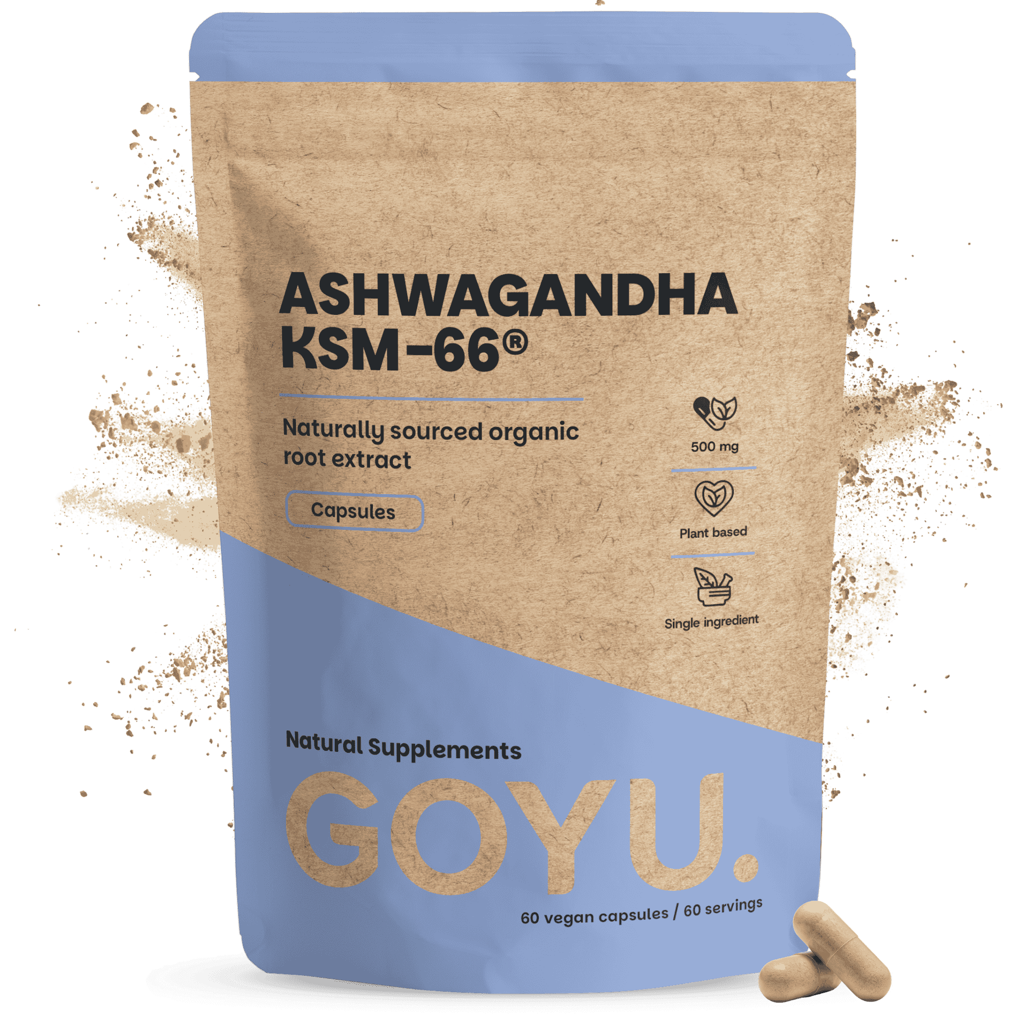 GOYU Ashwagandha KSM-66 500 mg Organic - Stress - 60-day supply per sachet