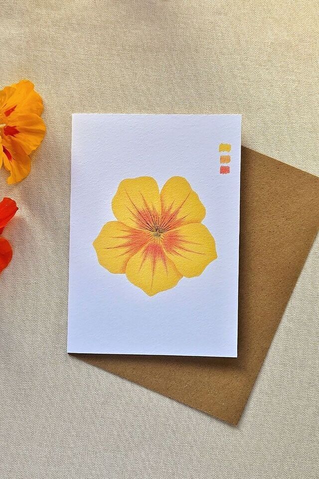 Karte mit Buntstift - Fleur de Capucine