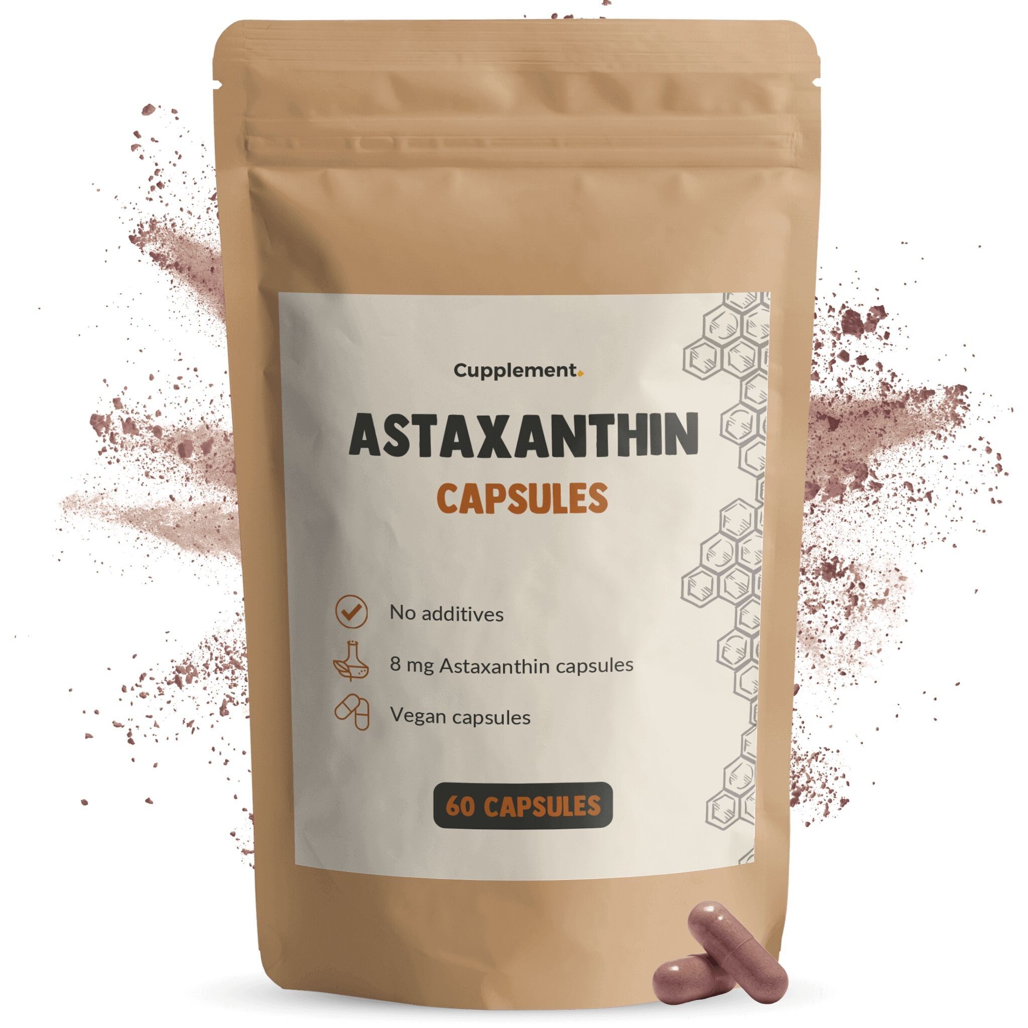 Complemento de astaxantina 8 mg - Piel y ojos - Suministro para 60 días por bolsa