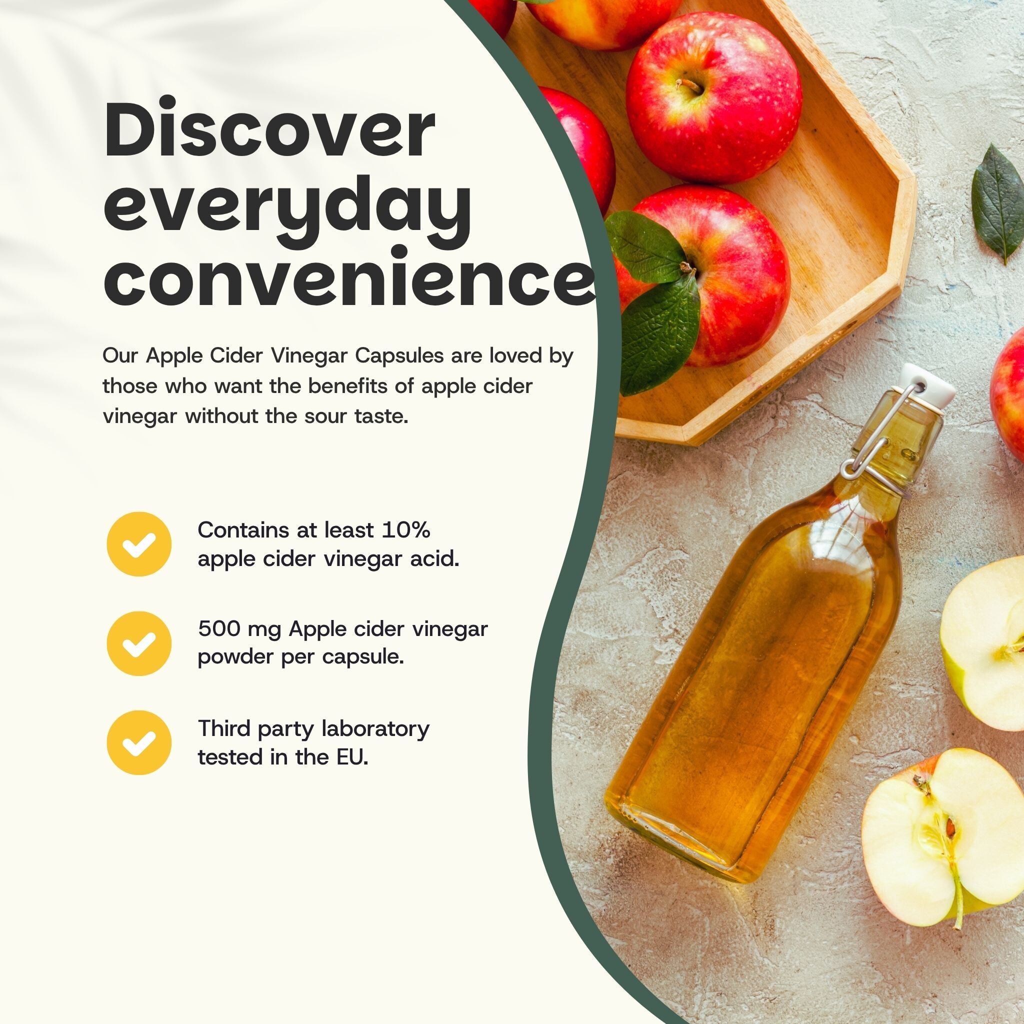 GOYU Appelazijn 500 mg - Apple Cider Vinegar - Spijsvertering - Appelazijn Capsules - Afslankpillen - 30 dagen voorraad per zakje