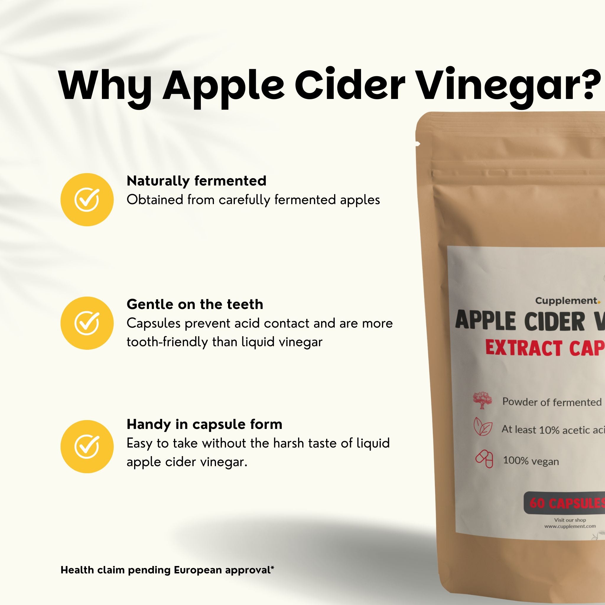 GOYU Appelazijn 500 mg - Apple Cider Vinegar - Spijsvertering - Appelazijn Capsules - Afslankpillen - 30 dagen voorraad per zakje