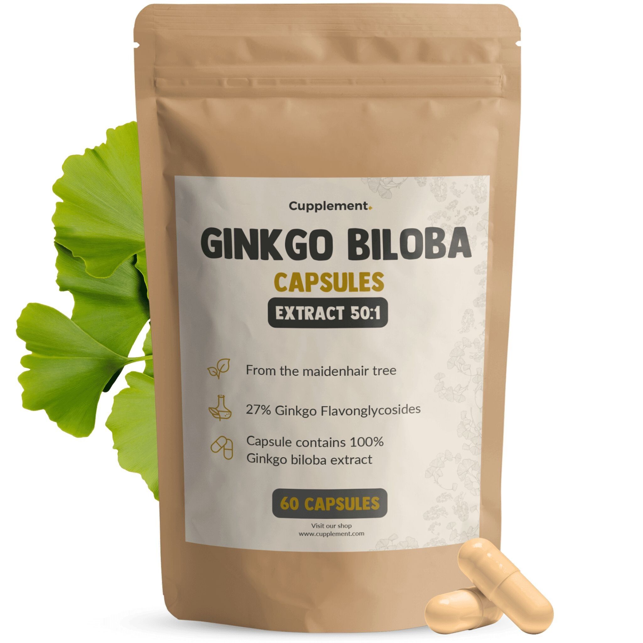 Complemento Ginkgo Biloba 100 mg - Focus - Suministro para 60 días por bolsa