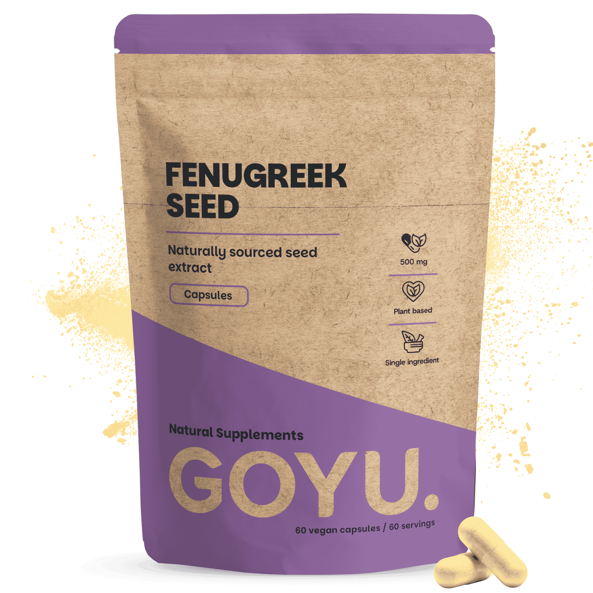 GOYU Fenugreek Seed 500 mg - Fenugreek - Hormone Balance - 60-day supply per sachet