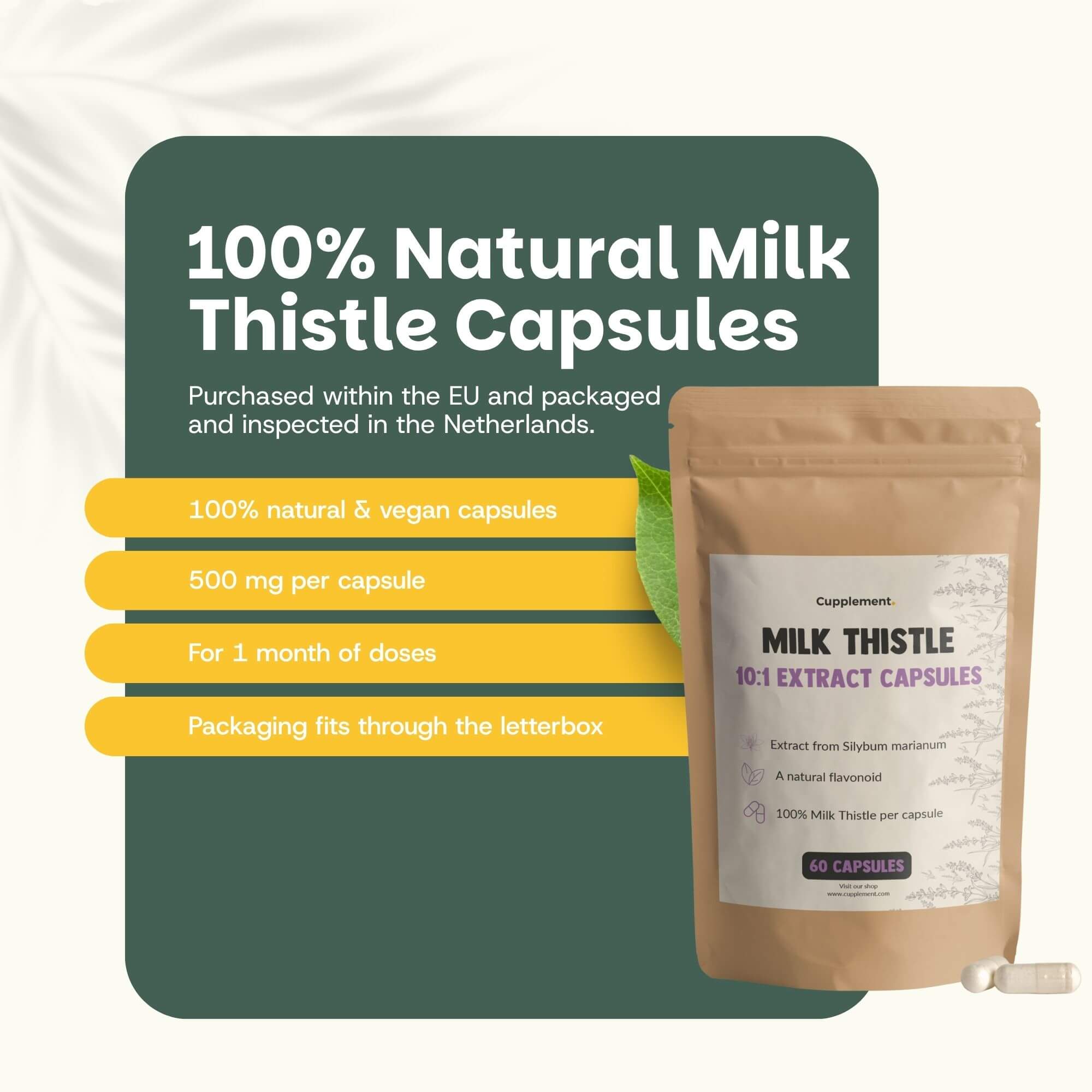 GOYU Mariadistel Extract 500 mg  - Leverreiniging - Milk Thistle - 60 dagen voorraad per zakje