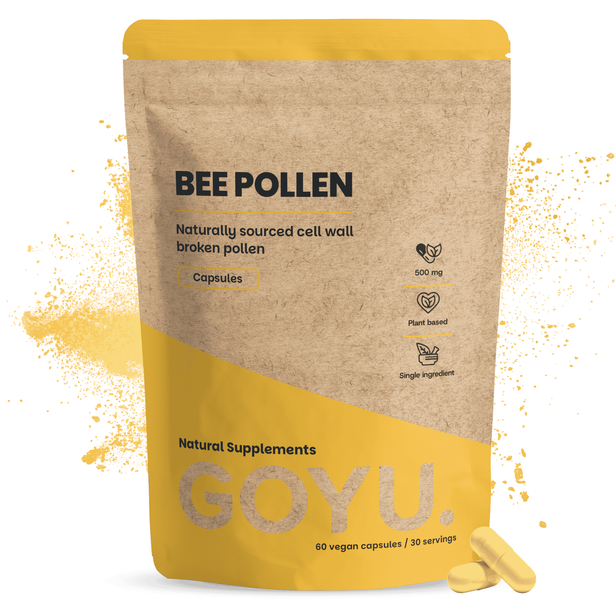 GOYU Bee Pollen Extract 500mg - Bee Pollen - Immune System - 20-day supply per sachet