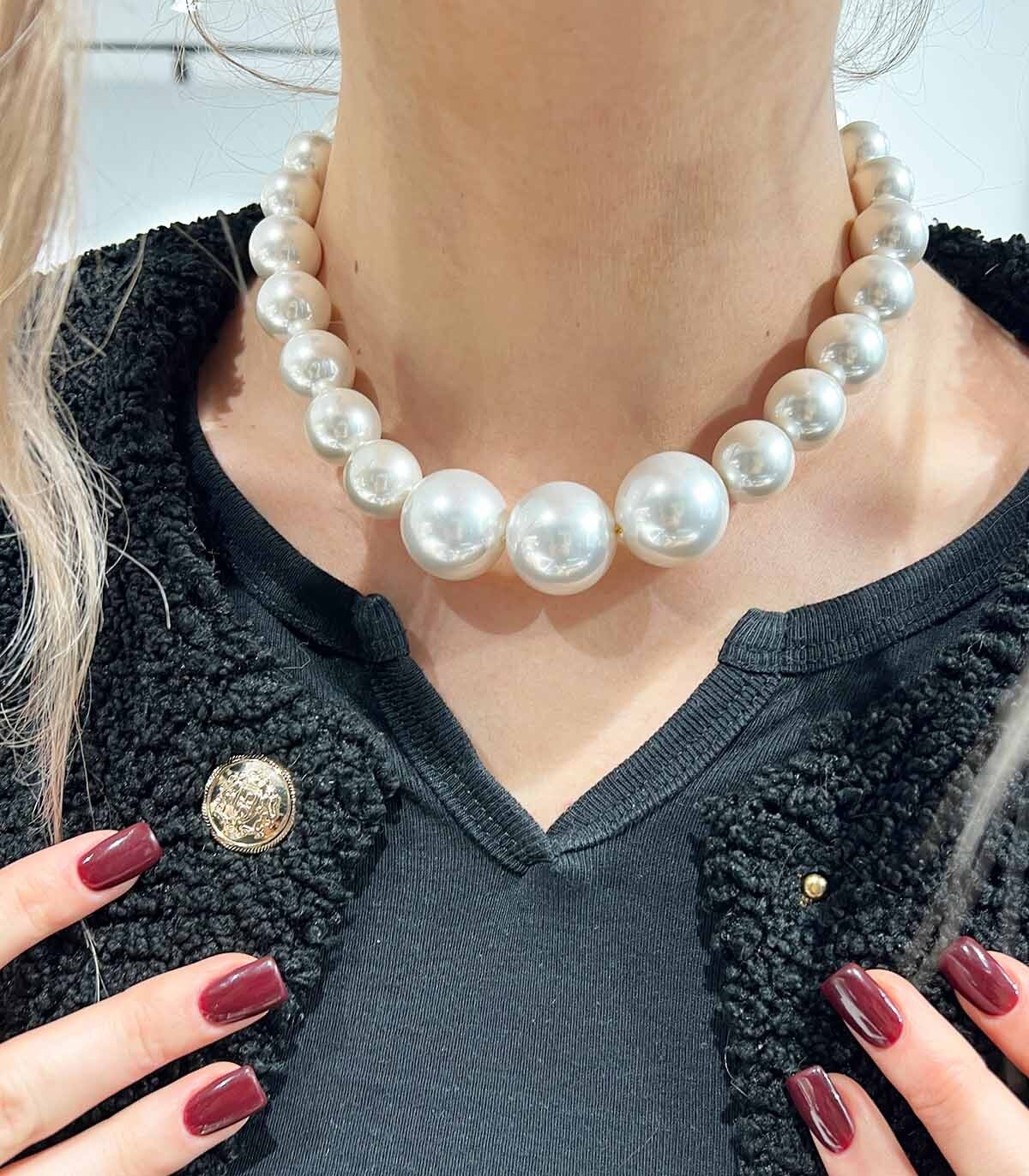 Large Cascade Pearl Necklace - 316L Stainless Steel