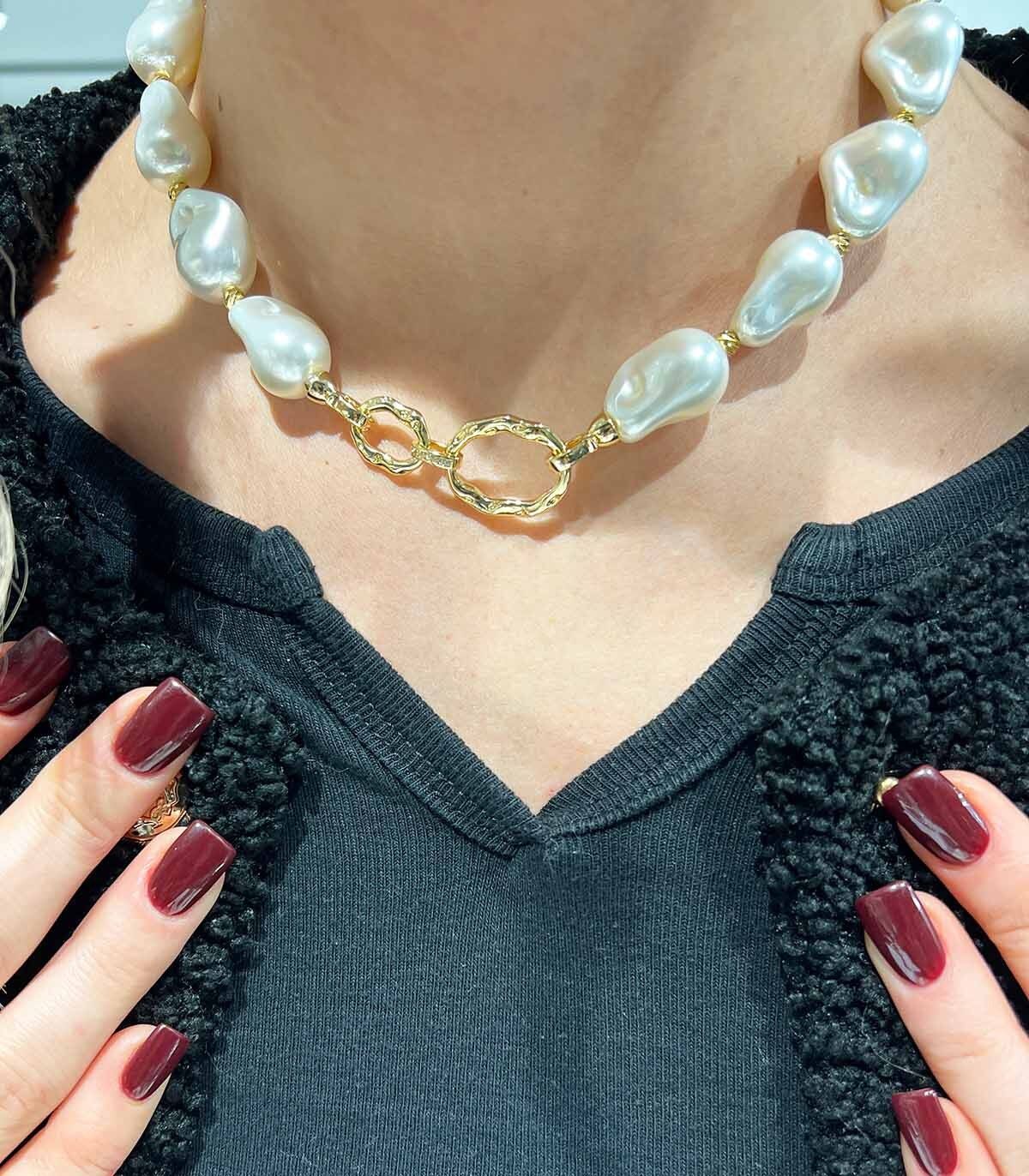 Collana in stile perla d'acqua dolce - Acciaio inossidabile 316L