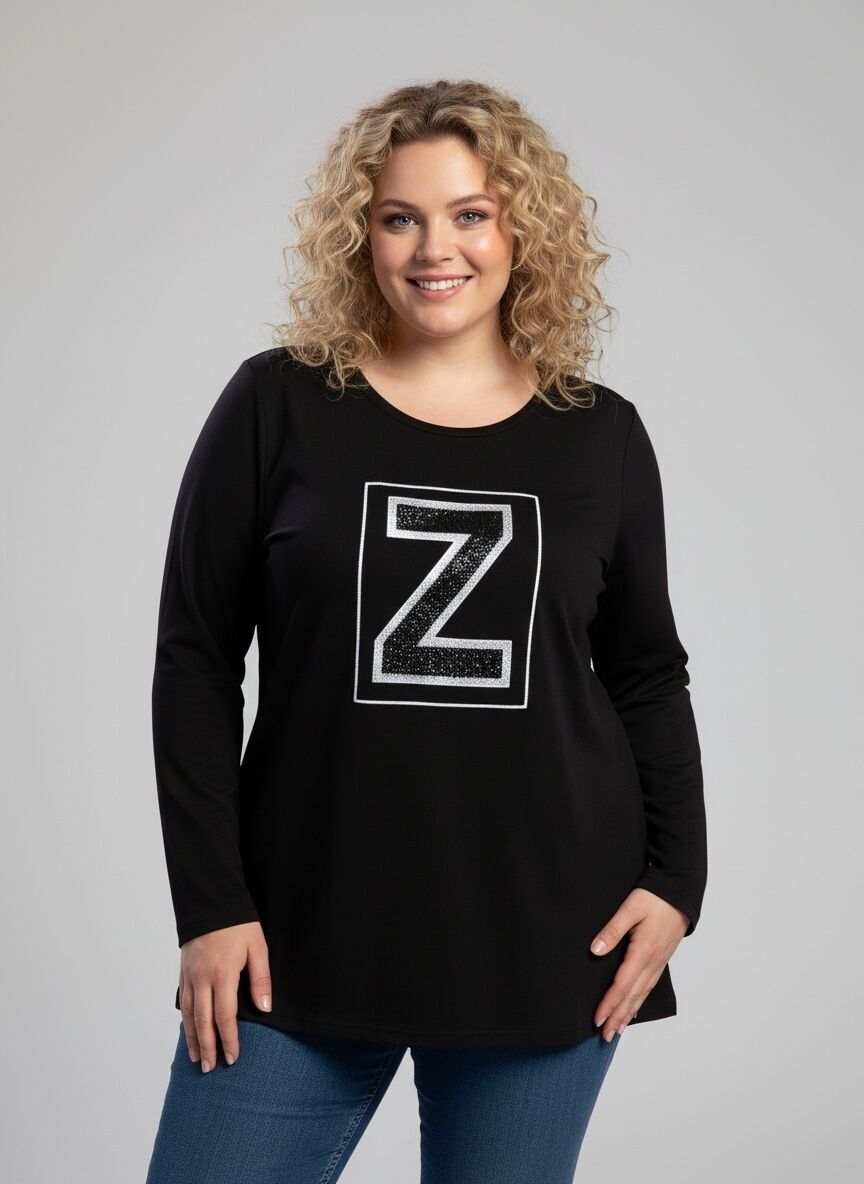 Maglietta con strass taglie forti (C6151)