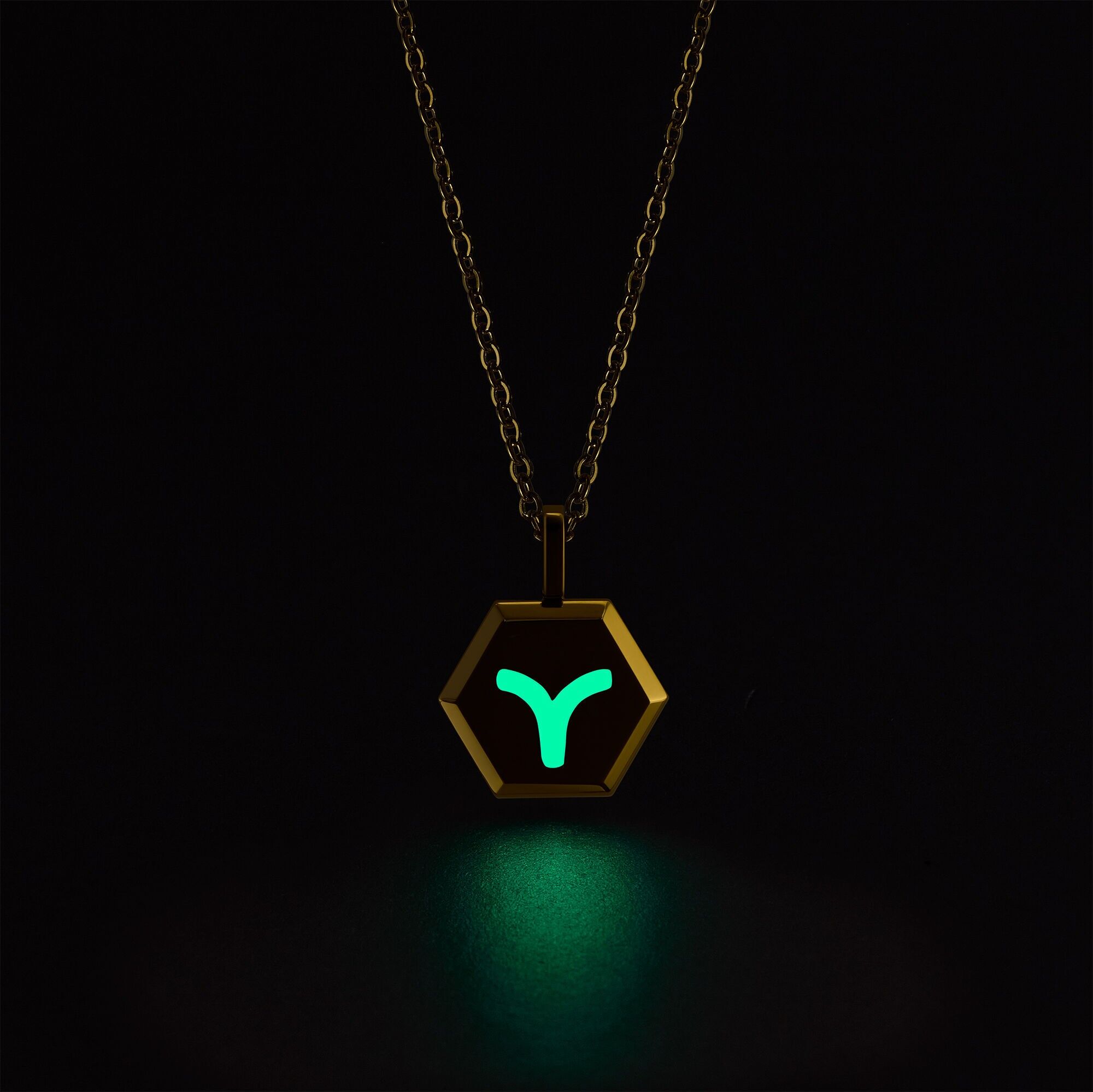 Collana con ciondolo luminoso dello zodiaco Ariete con portachiavi con torcia UV (12 MOQ, abbinabili)