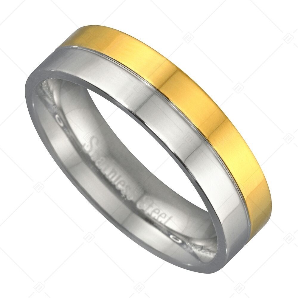 Anillo de acero inoxidable con baño de oro de 18 quilates