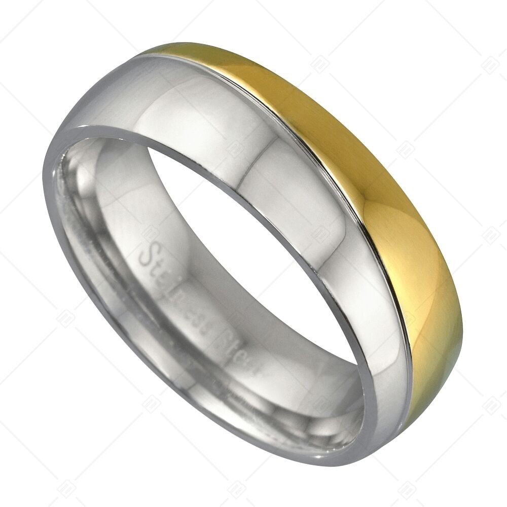 Anillo de acero inoxidable con baño de oro de 18 quilates