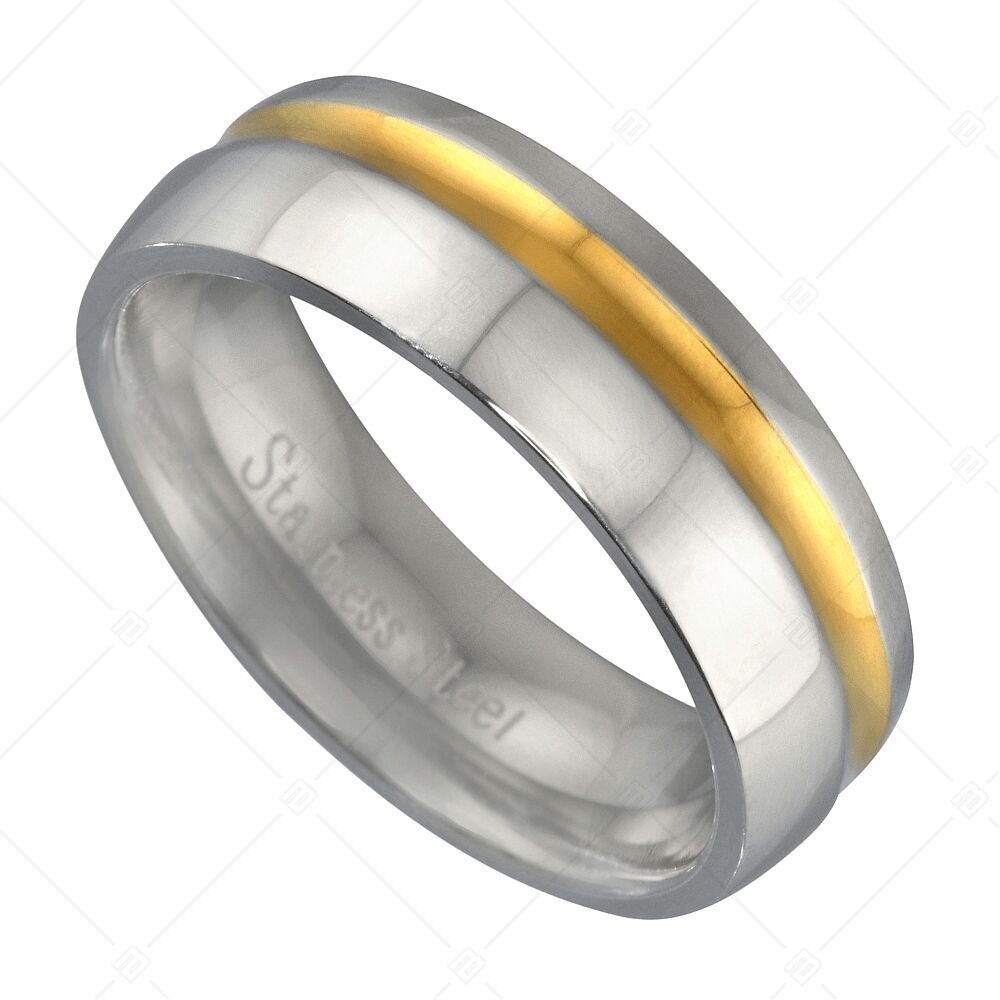Anillo de acero inoxidable con baño de oro de 18 quilates