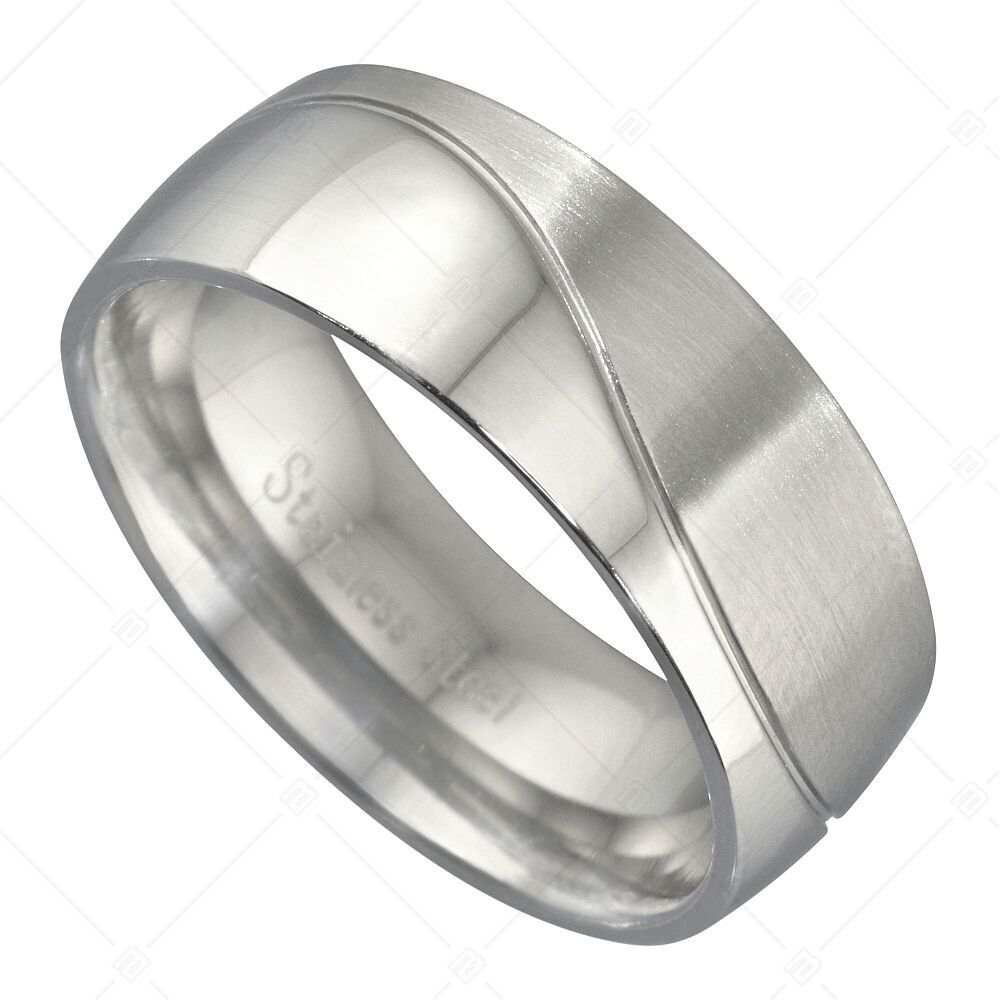 Anillo de acero inoxidable pulido y cepillado, superficie mate