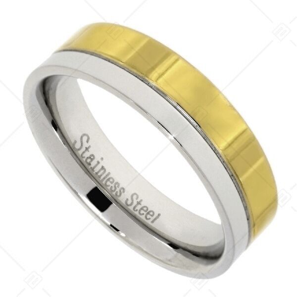 Anillo de acero inoxidable con baño de oro de 18 quilates