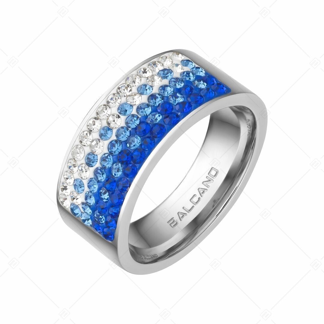 BALCANO - Mira / Anillo de acero inoxidable pulido con cristales brillantes