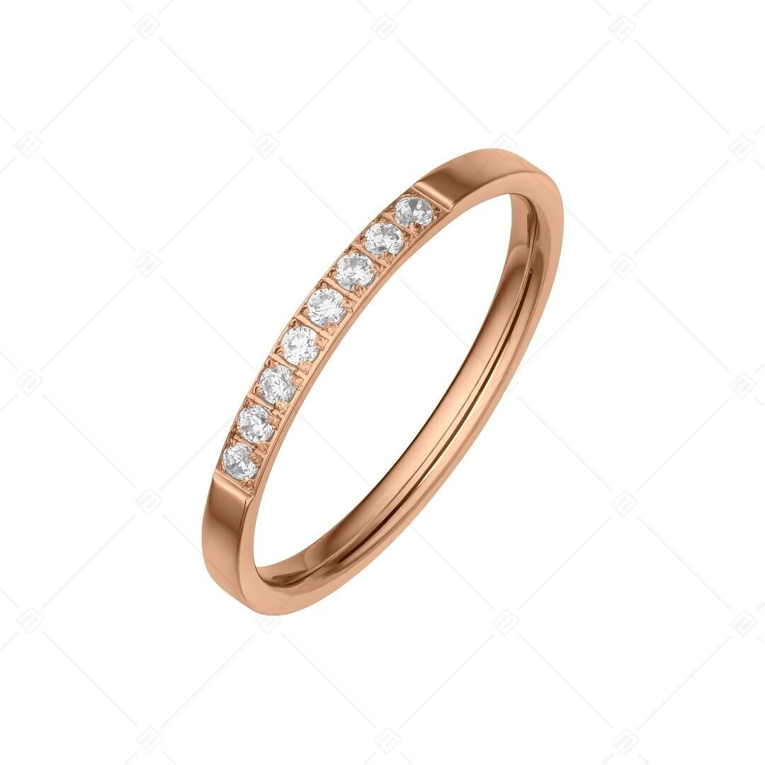 BALCANO - Ella / Anillo fino de acero inoxidable chapado en oro rosa de 18 quilates con circonitas cúbicas