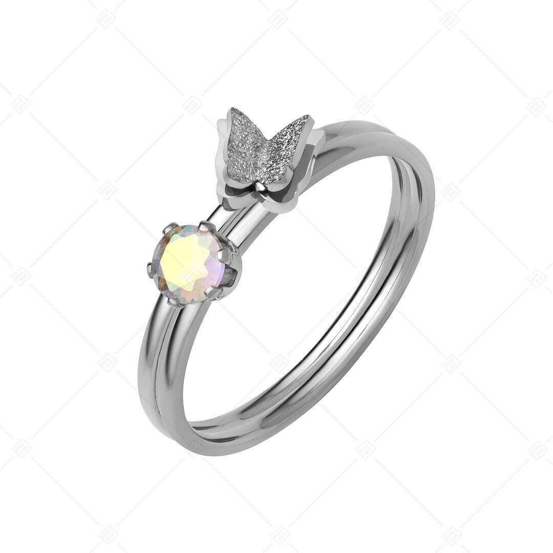 BALCANO - Papillon / Zweiteiliges Ring-Set mit Schmetterling und Zirkonia