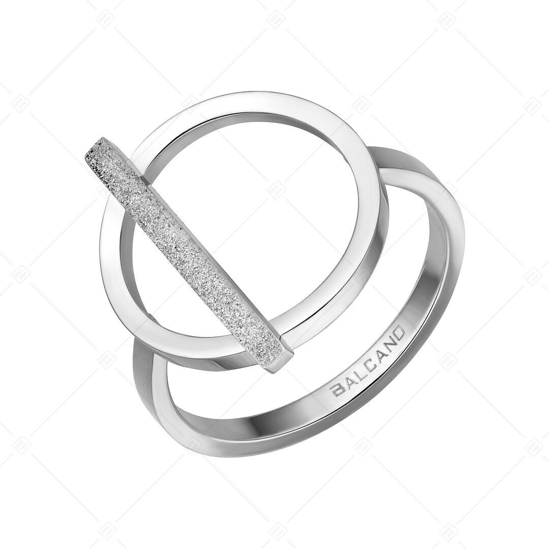 BALCANO - Granada / Anello unico in acciaio inossidabile con cerchio e barra glitterata, lucidato a specchio