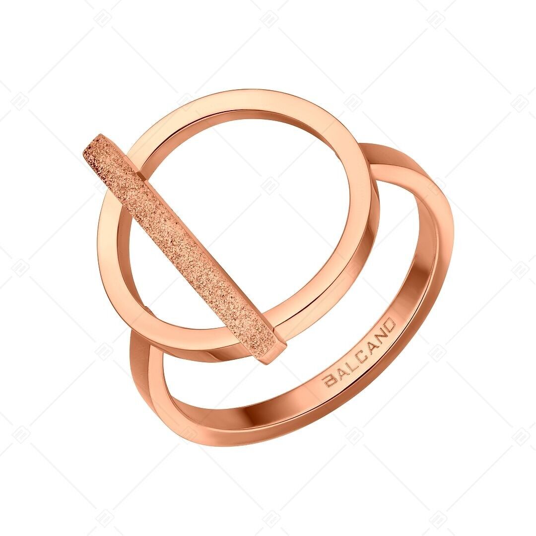 BALCANO - Granada / Anello unico in acciaio inossidabile con cerchio e barra glitterata, placcato oro rosa 18 carati