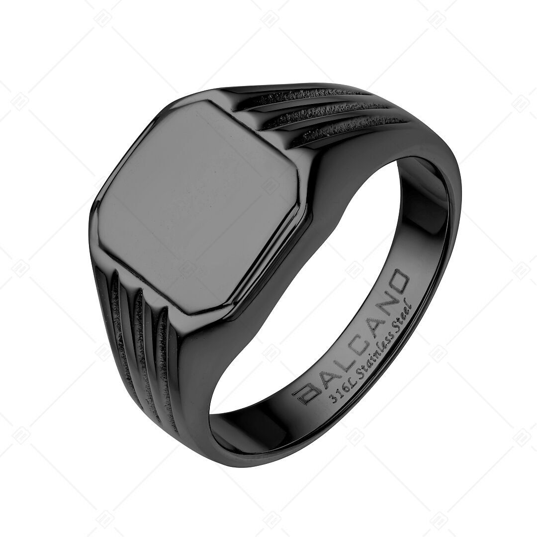 BALCANO - Achille / Bague chevalière personnalisable, plaquée PVD noir