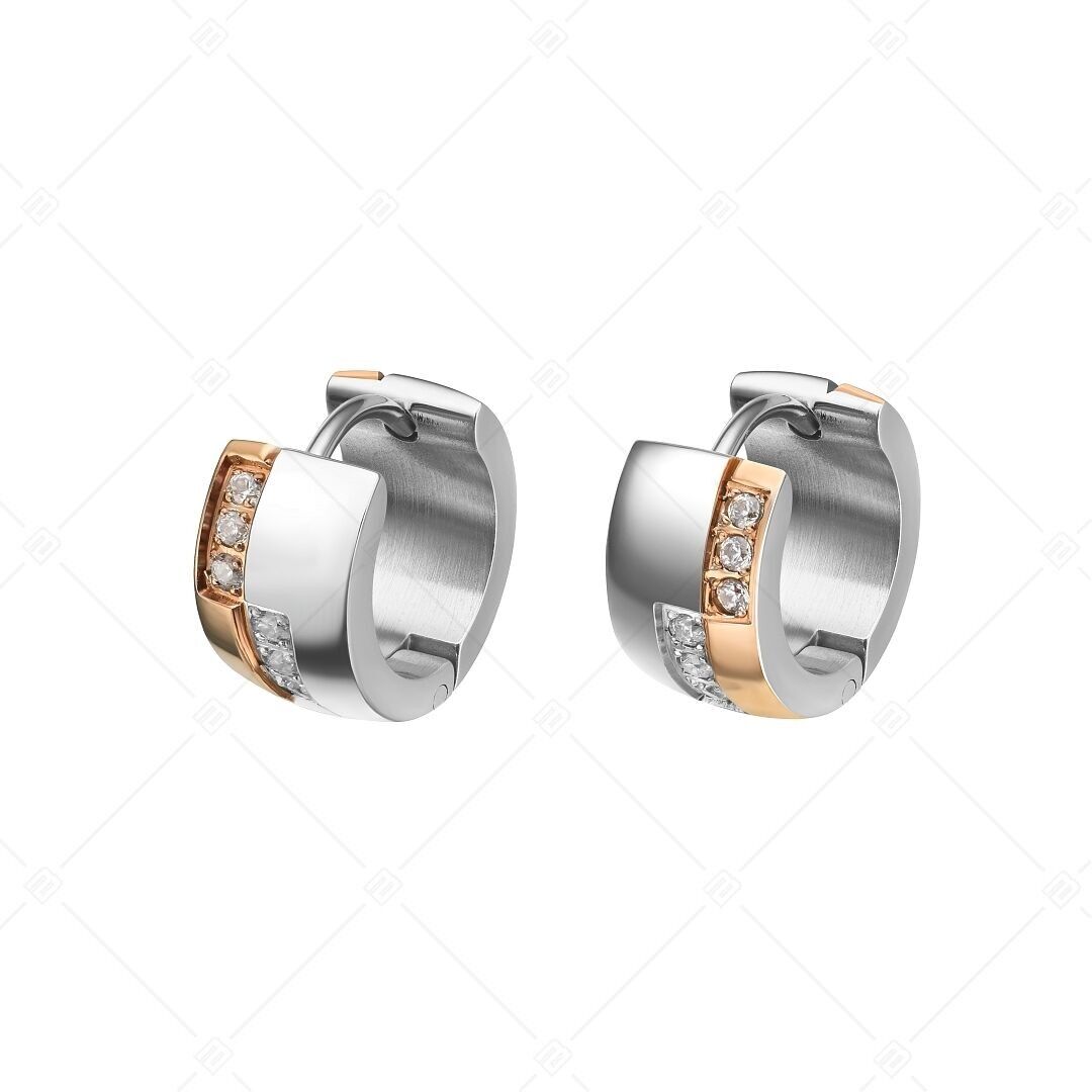 BALCANO - Aurora / Orecchini in acciaio inossidabile con placcatura in oro rosa 18 carati e pietre preziose in zirconia cubica