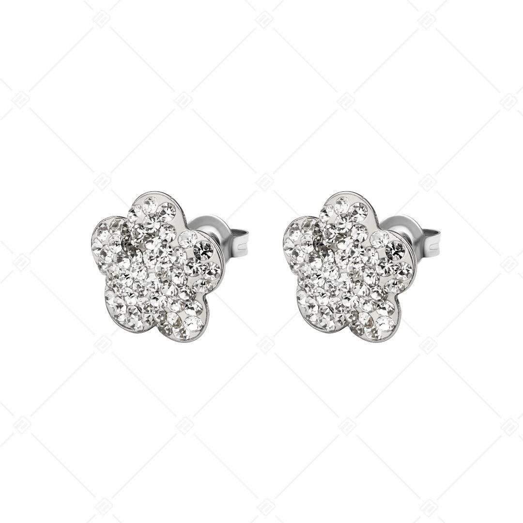 BALCANO - Boucles d'oreilles Fiore en acier inoxydable en forme de fleur avec cristaux