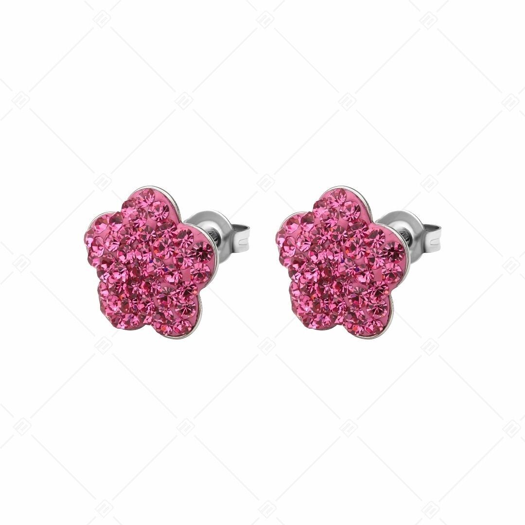 BALCANO - Boucles d'oreilles Fiore en acier inoxydable en forme de fleur avec cristaux
