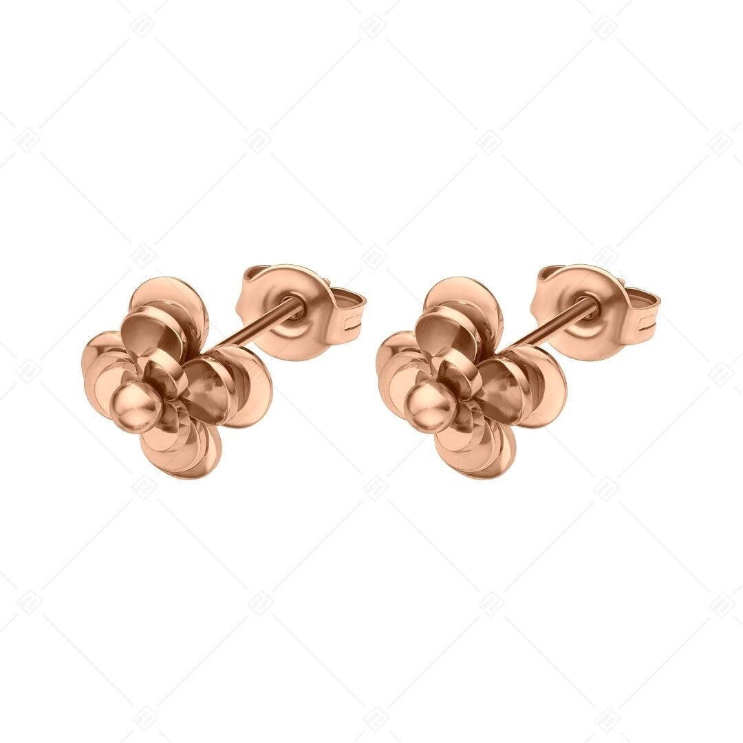 BALCANO - Pendientes de flor de acero inoxidable con baño de oro rosa de 18 quilates