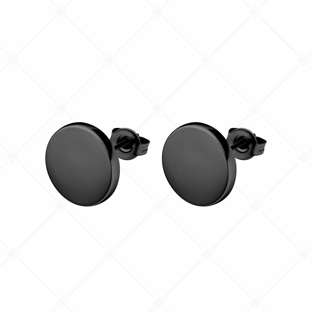 BALCANO - Pendientes de acero inoxidable con botón/grabable y baño de PVD negro