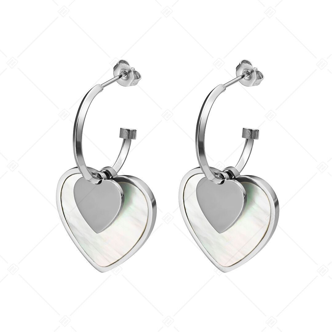 BALCANO - Heart / Heart Shaped Dangle Earrings, High Polished