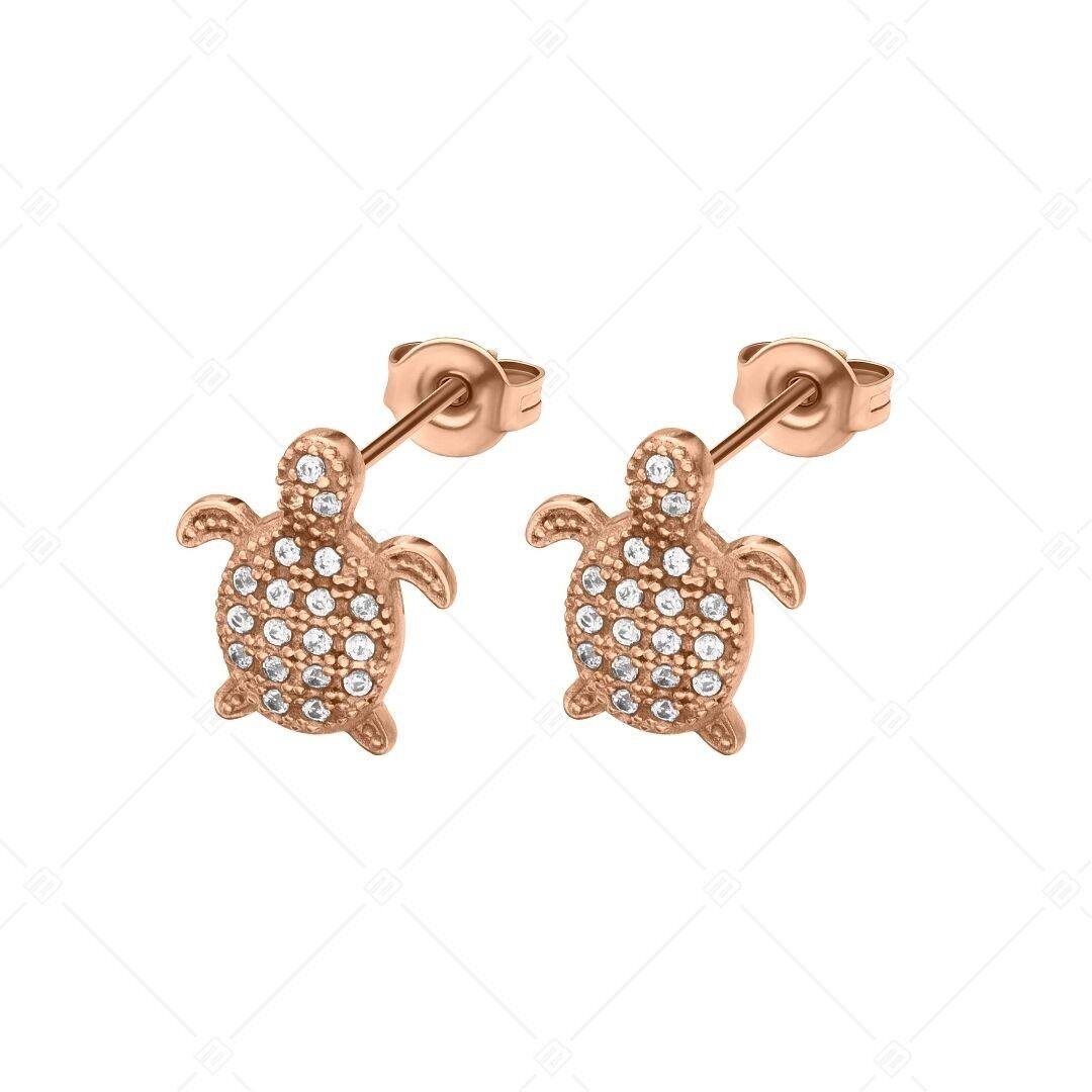 BALCANO - Turtle / 18K Rose Gold Plated Earrings With Cubic Zirconia
