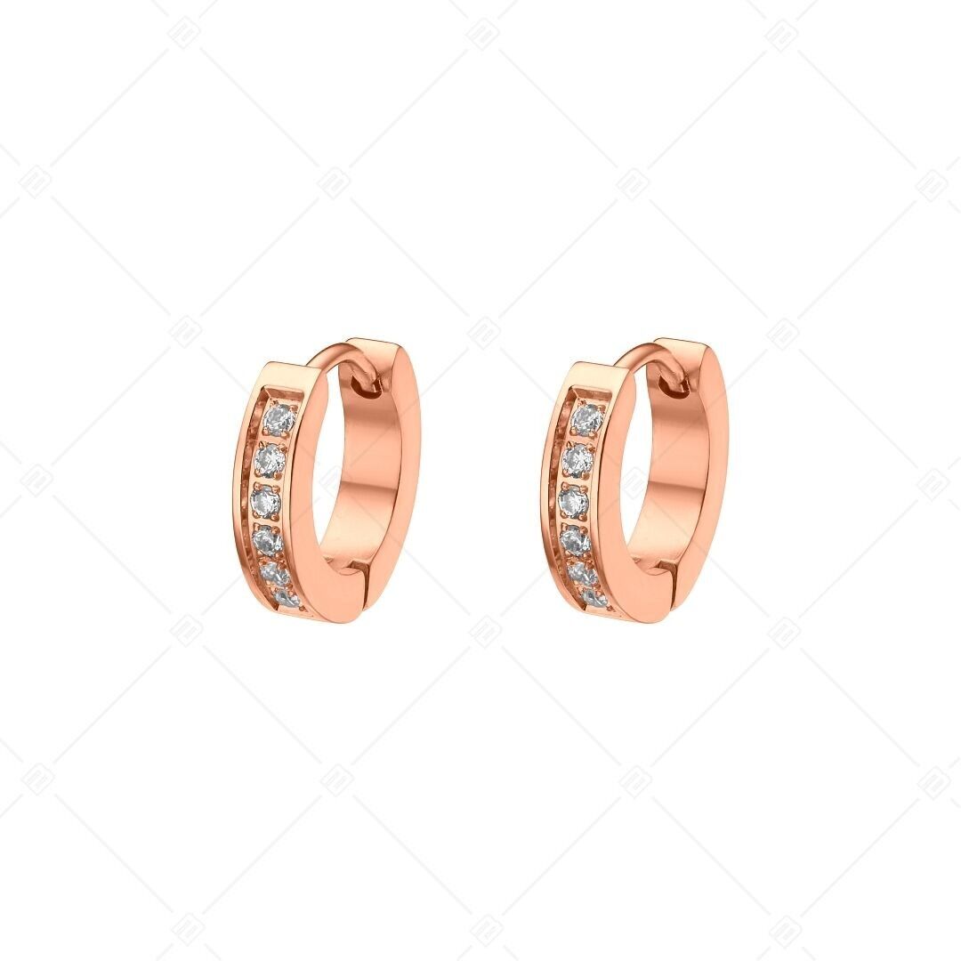 BALCANO - Carmela / Hoop Earrings With Cubic Zirconia Gemstones, 18K Rose Gold Plated