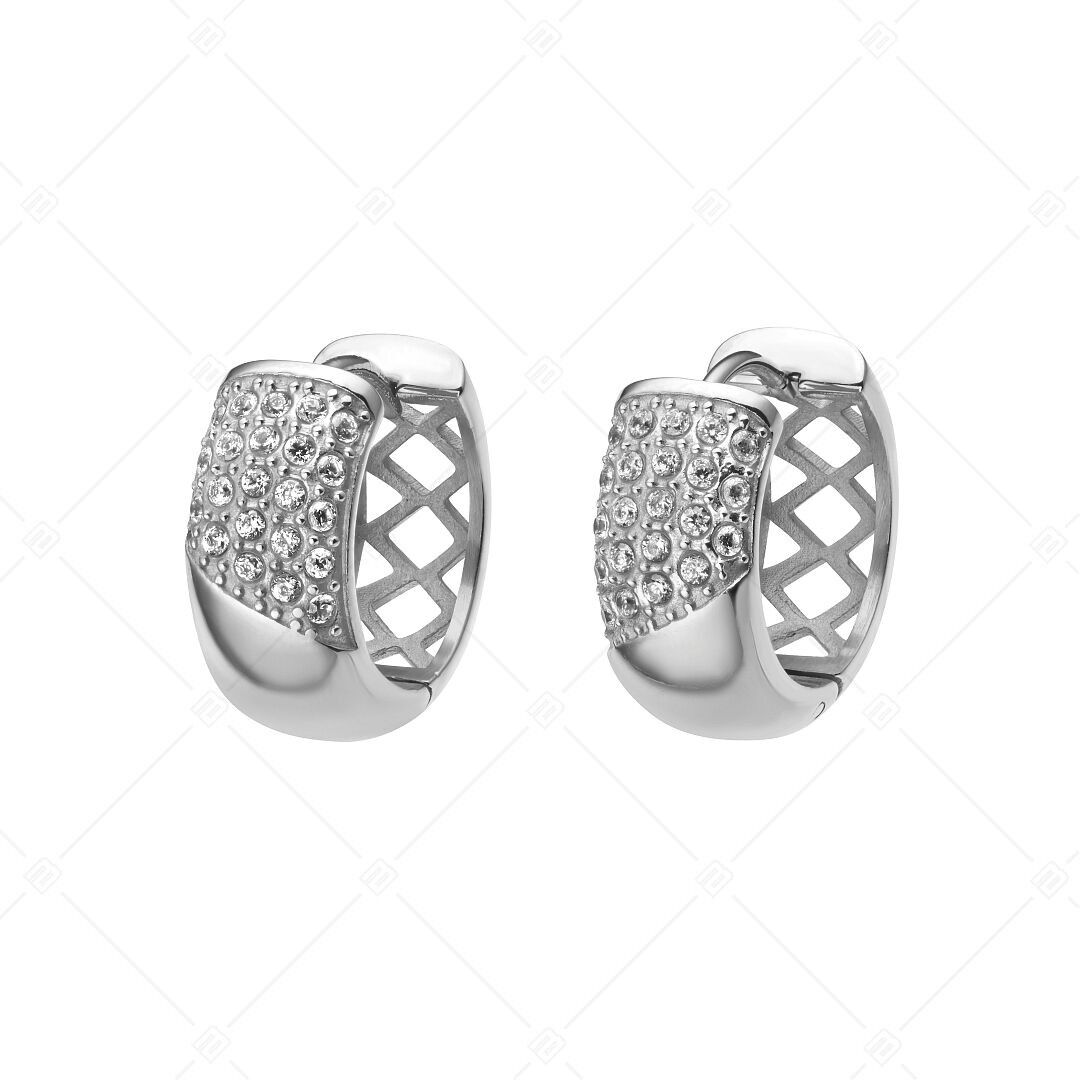 BALCANO - Naomi / Round Earrings With Cubic Zirconia Gemstone, High Polished