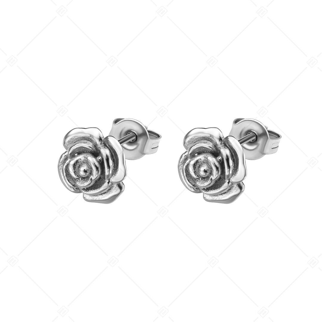BALCANO - Rosa / Rose Shaped Stainless Steel Earrings, High Polished