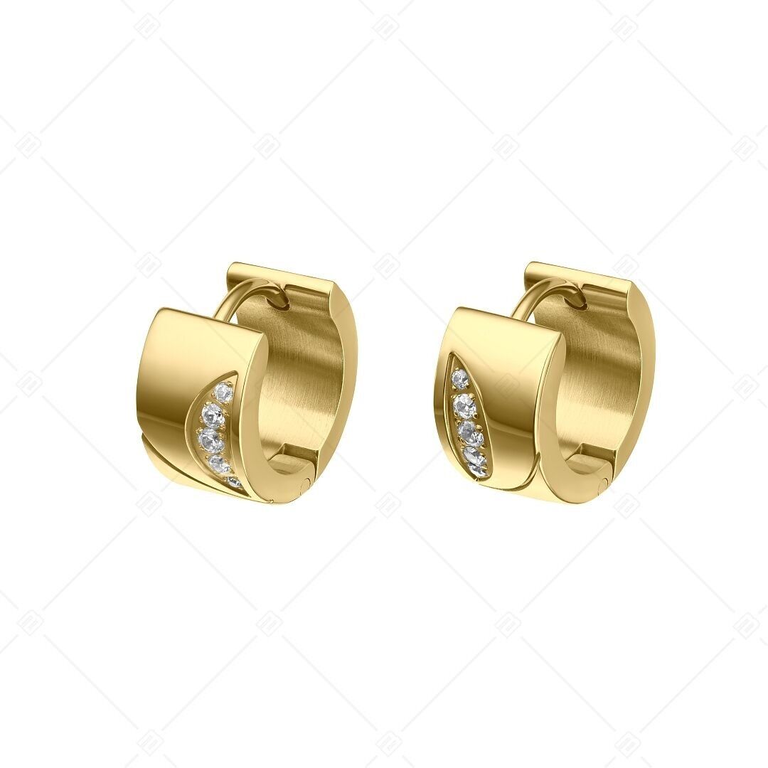 BALCANO - Sunny / Stainless Steel Hoop Earrings With Cubic Zirconia Gemstones, 18K Gold Plated