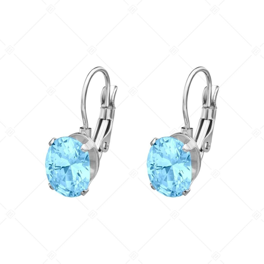 BALCANO - Maggie / Stainless Steel Earrings With Oval Cubic Zirconia Gemstone, High Polished