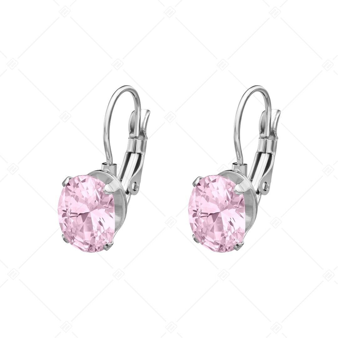 BALCANO - Maggie / Stainless Steel Earrings With Oval Cubic Zirconia Gemstone, High Polished