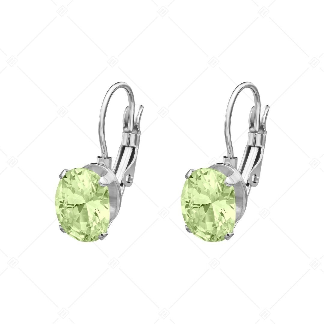 BALCANO - Maggie / Stainless Steel Earrings With Oval Cubic Zirconia Gemstone, High Polished