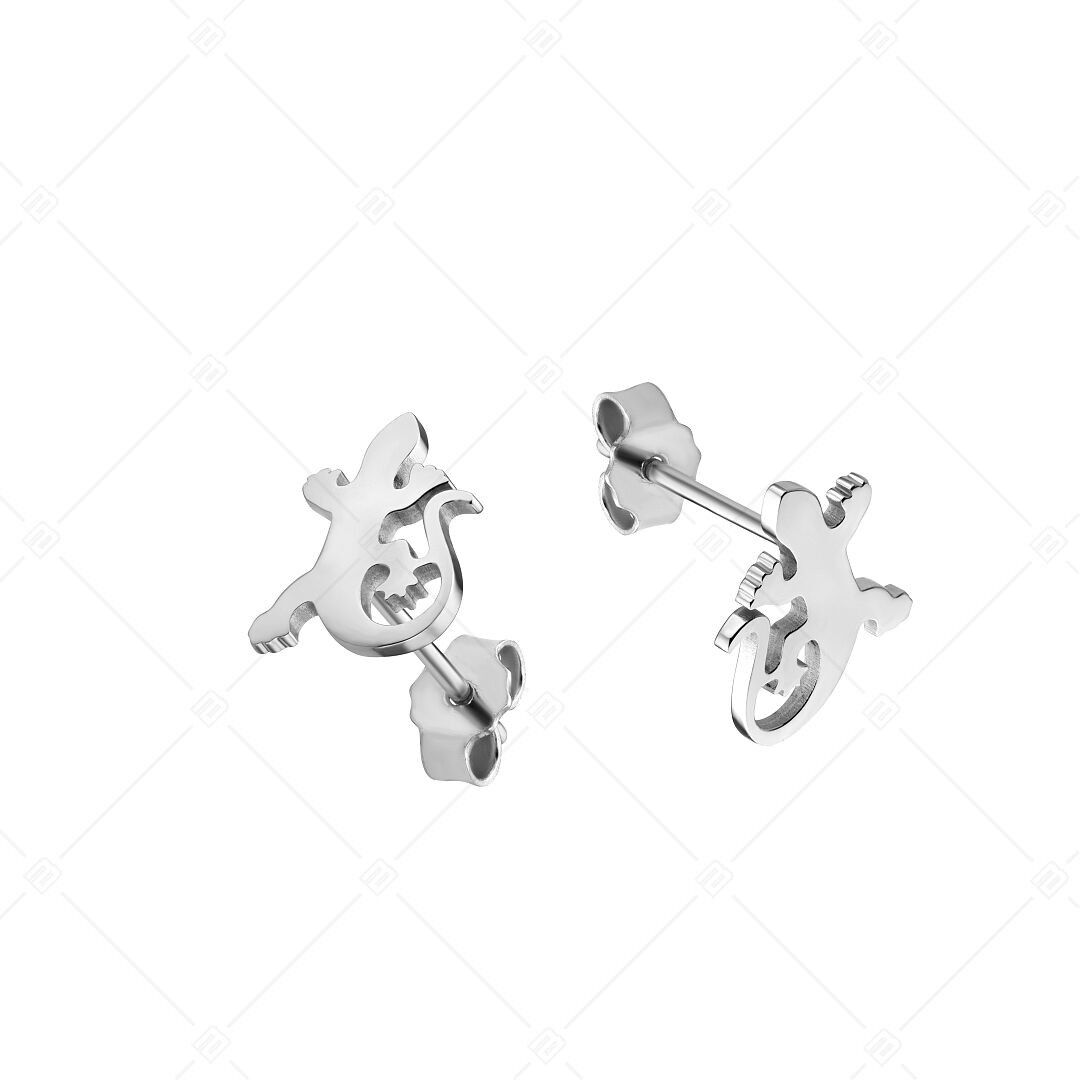 BALCANO - Orecchini a forma di geco/lucertola in acciaio inossidabile, lucidati a specchio